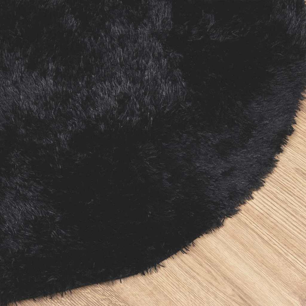 NAVARRA Tapis shaggy à poils longs, noir, 300 x 200 cm, ovale, en polyester, robuste, doux, moelleux, pour salon, chambre à coucher et bureau