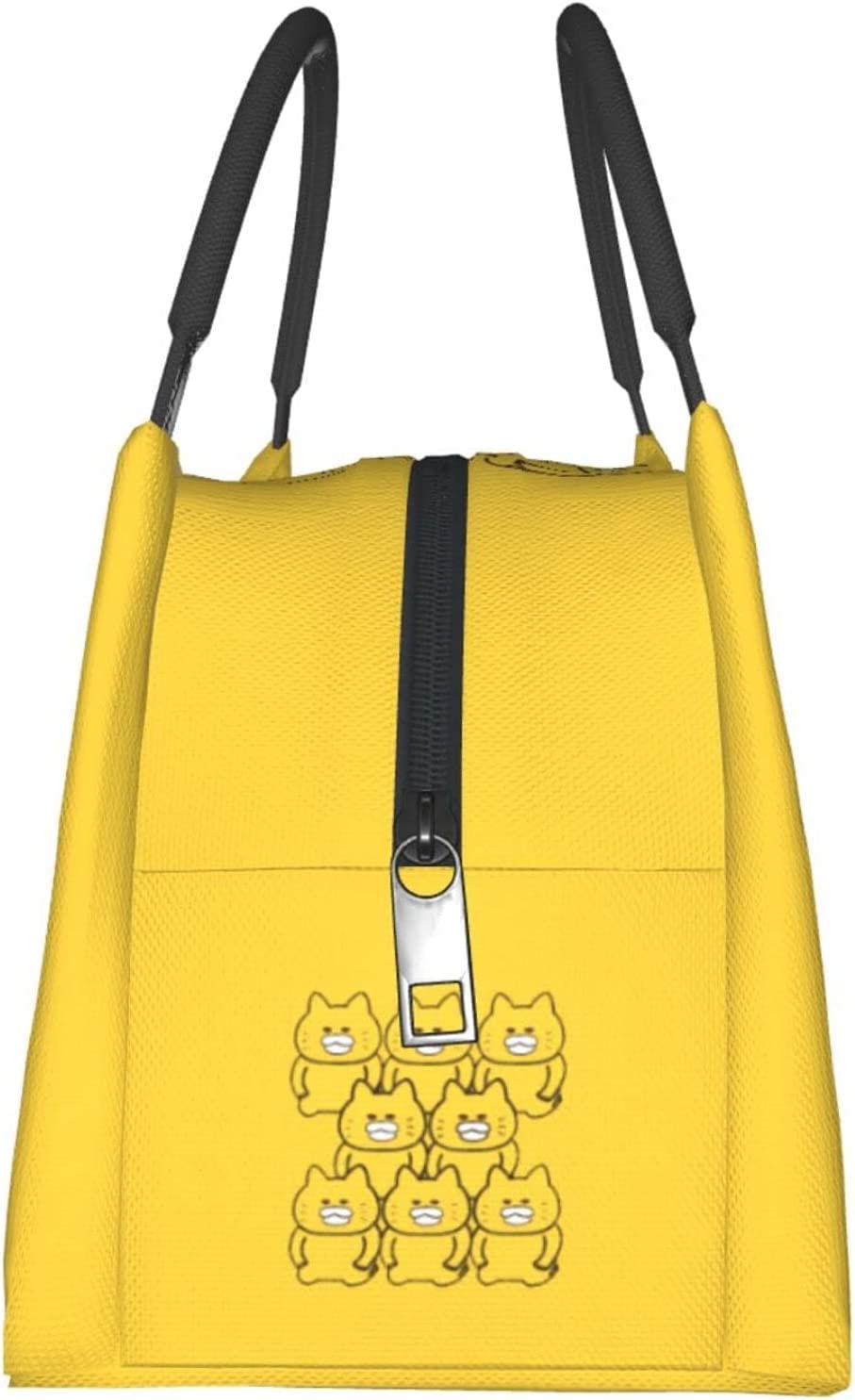 Amazon | 食いしんぼうの黄色い猫 保冷 がま口 ランチバッグ ブラック