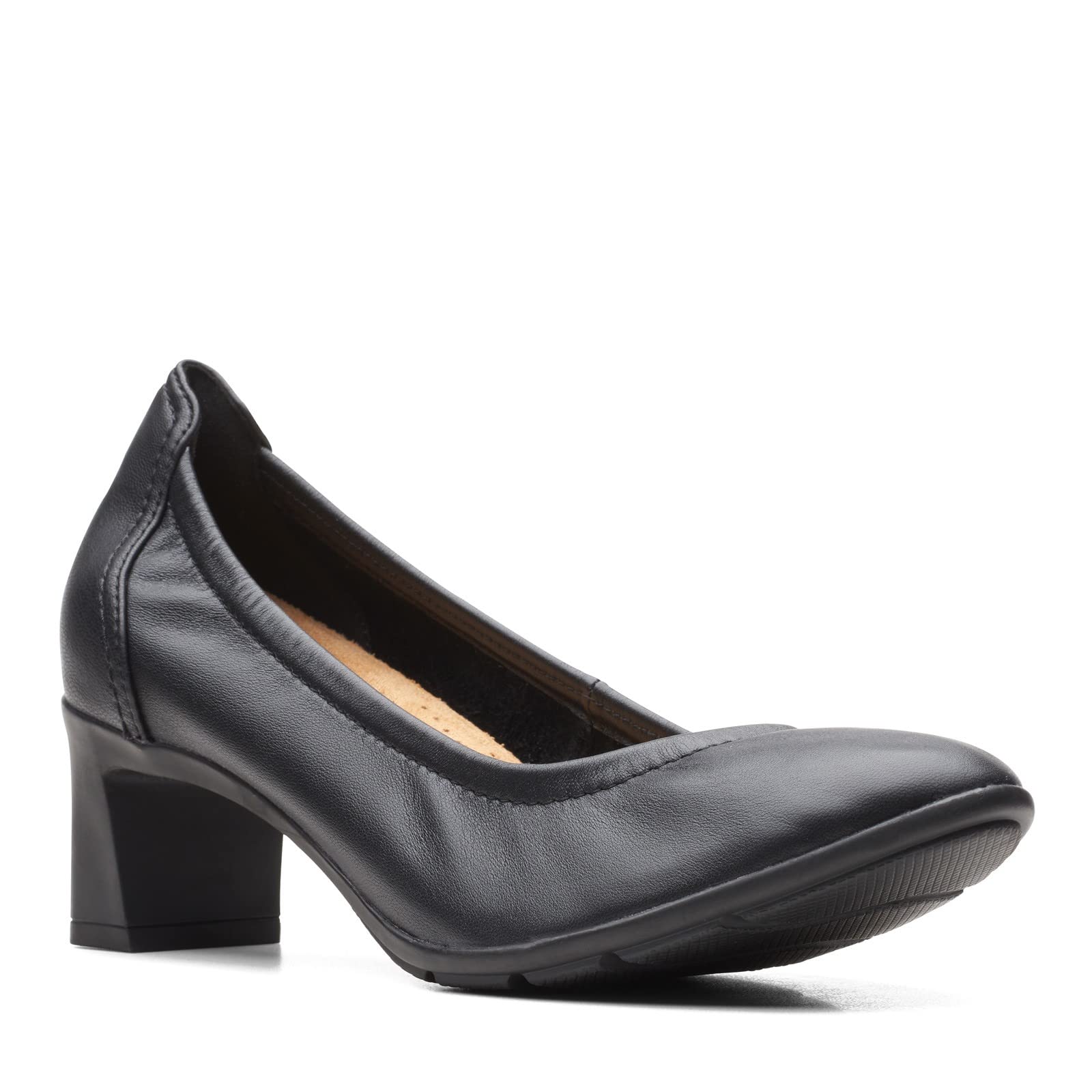 Clarks Women's Neiley Pearl Pump, Black Leather, 6.5 Wide