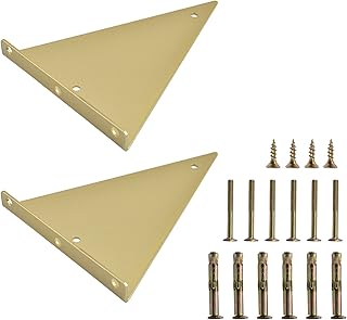 MOBOROR Triangle Shelf Bracket, 2pcs Triangle Steel Shelf Support Heavy Duty Triangle Hidden Shelf Bracket, Wall Mounted Floating Table Support for Shelf Brace Wall Hanging Bracket (Gold)