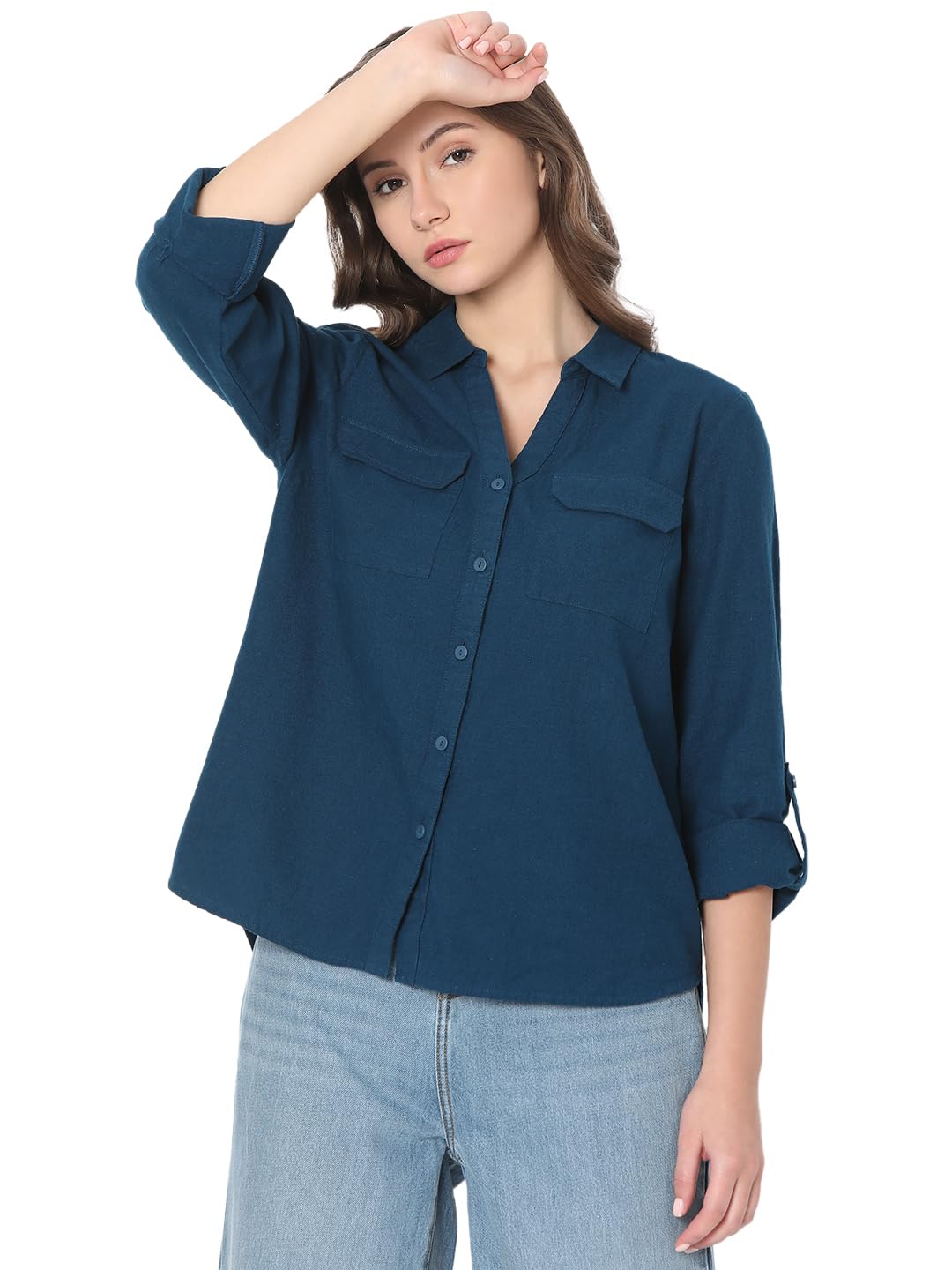 VERO MODA Women's Solid Regular Fit Shirt