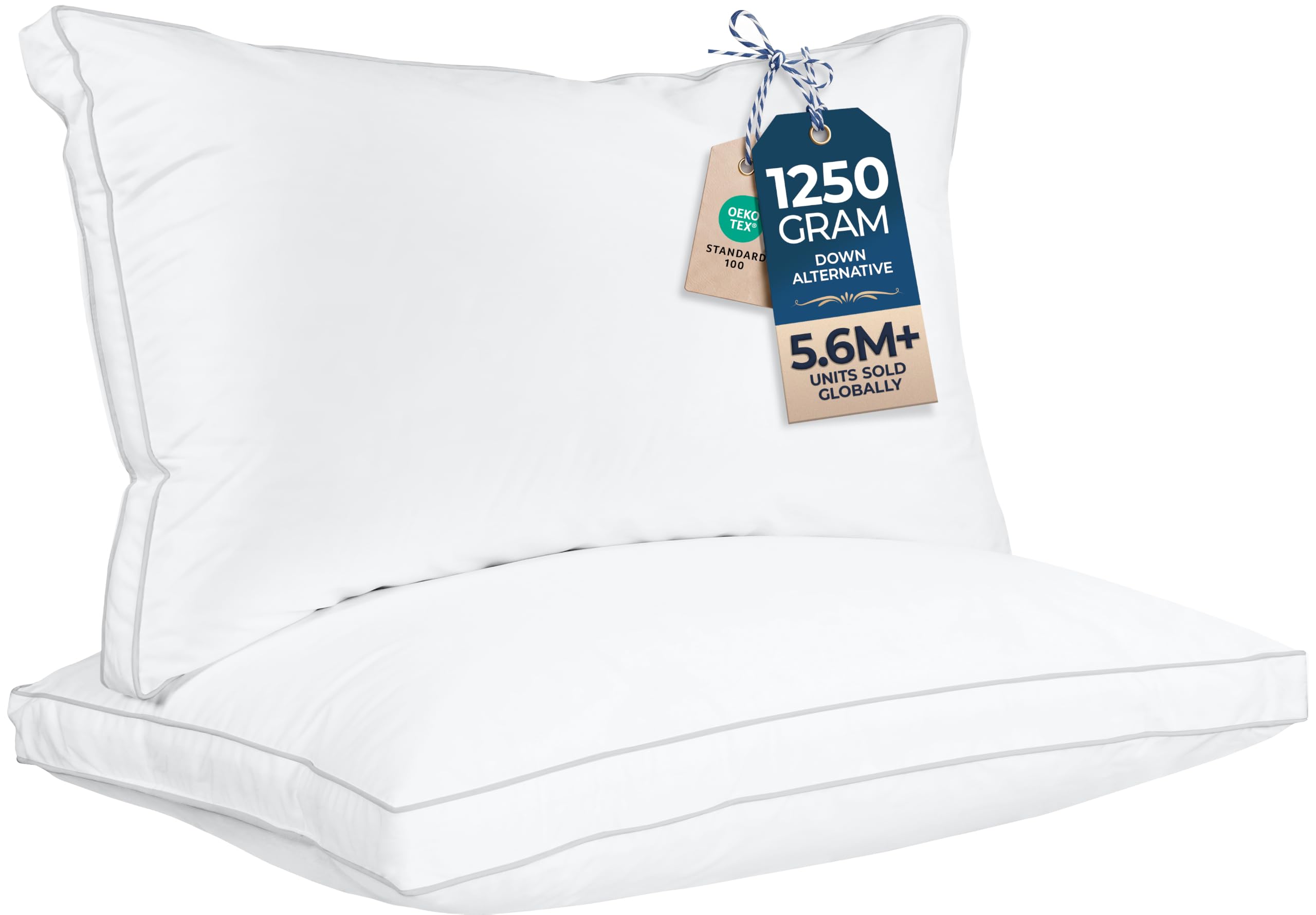 Utopia Bedding Bed Pillows for Sleeping King Size (White), Set of 2, Cooling Hotel Quality, Gusseted Pillow for Back, Stomach or Side Sleepers