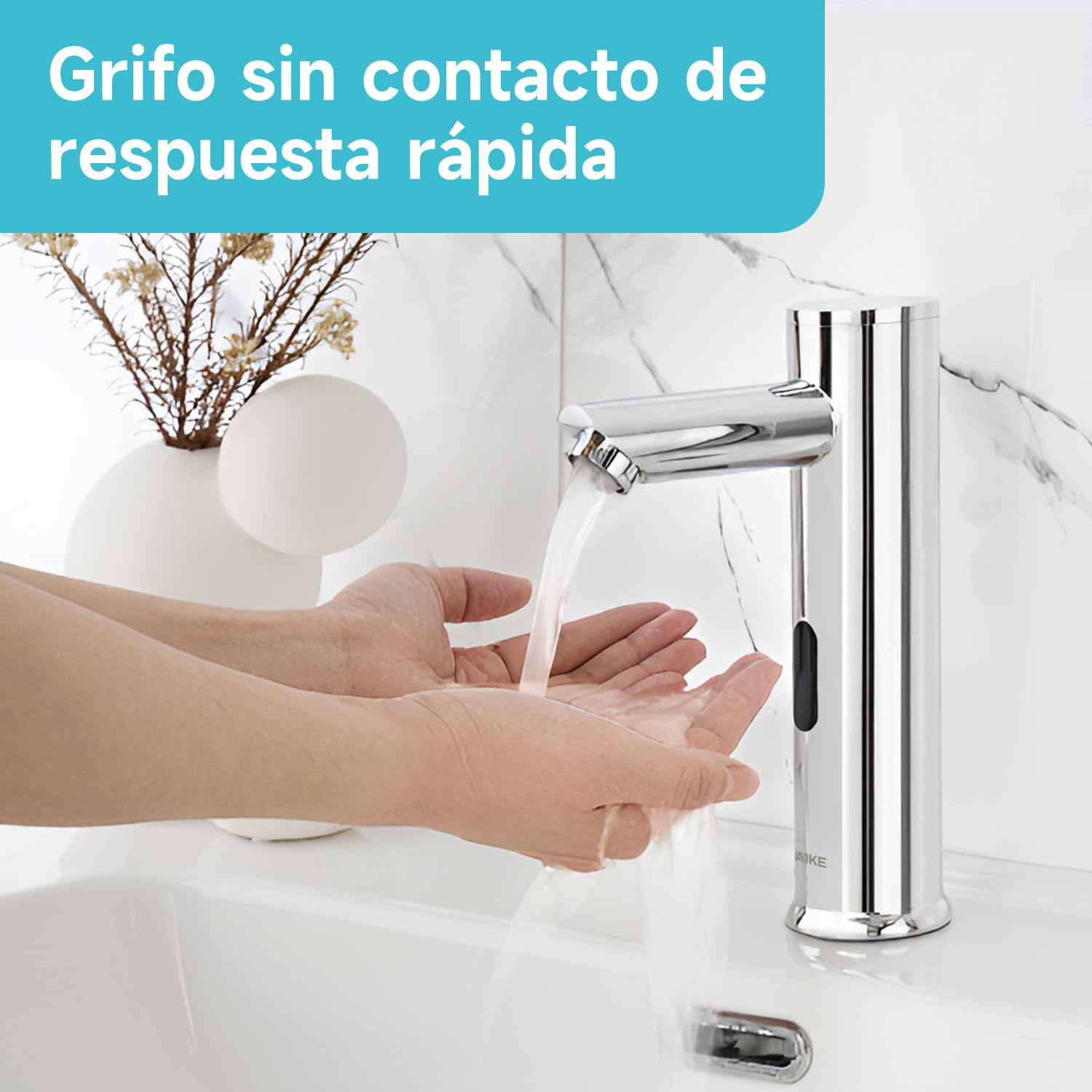 AIKE Grifo Comercial Con Sensor Para Baño, Sin Contacto Con Batería, AK7501 Cromo