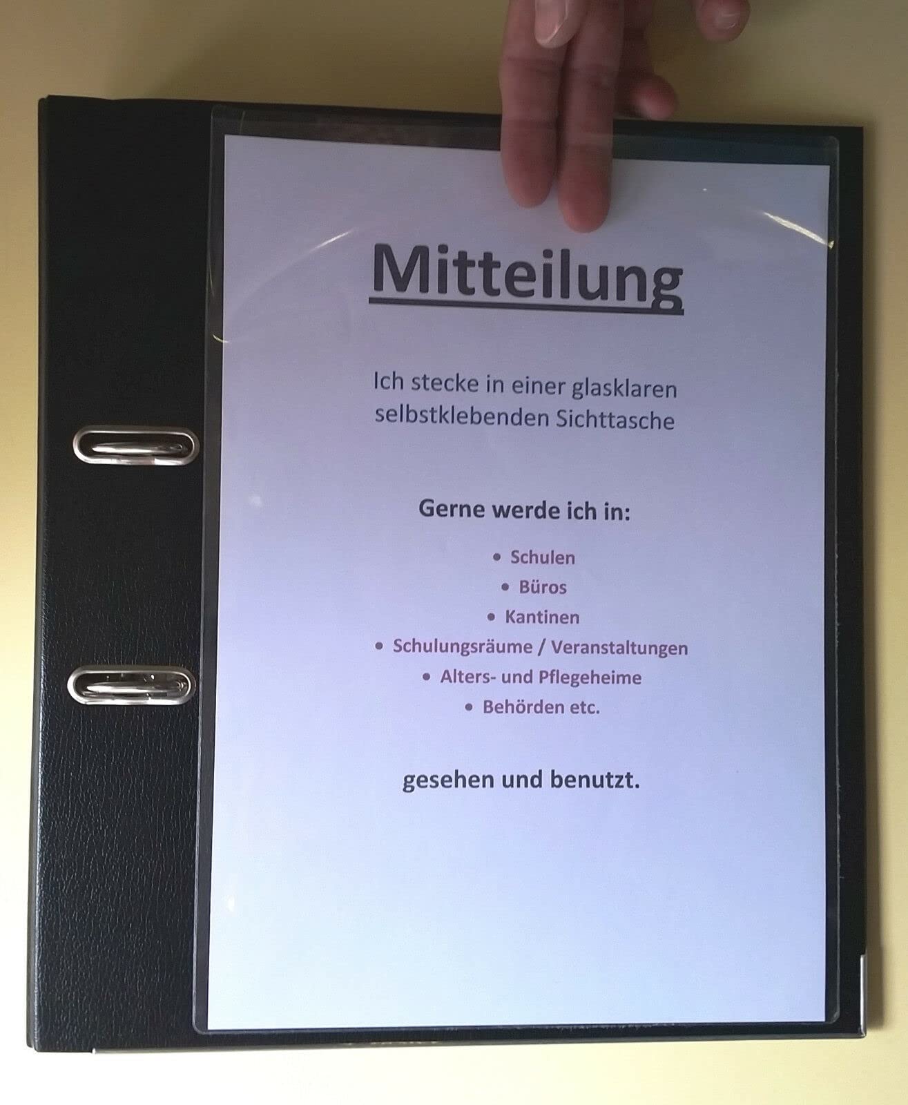 100x A4 Sichttasche selbstklebend glasklar & glatt | 100x Selbstklebetasche A4 aus glasklarer Folie. Klebetasche mit Abziehfolie auf der Rückseite. Ideal für Aushänge & Ordner.