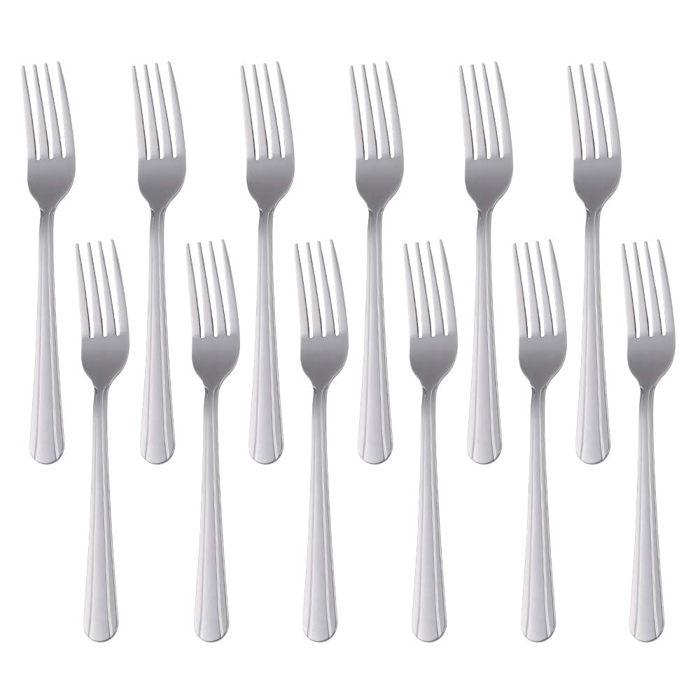 MINGYU Dinner Forks Stainless Steel Set of 12 - Lightweight Gold Titanium Fork Silverware Salad Forks Flatware Sets Dishwasher Safe for Restaurant Wedding Party — Amazon image 10