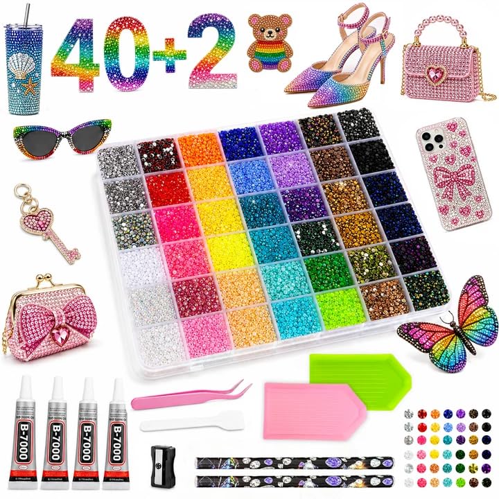 Sztiylit 42 Colors Bedazzling Kit, 34000 Pcs Resin Jelly Rhinestones