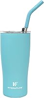 Vista 21 de HYDRAFLOW Capri - Vaso de 20 onzas con popote – Vaso aislado al vacío de triple pared – Vaso aislado al vacío – Vaso de acero inoxidable – Vaso