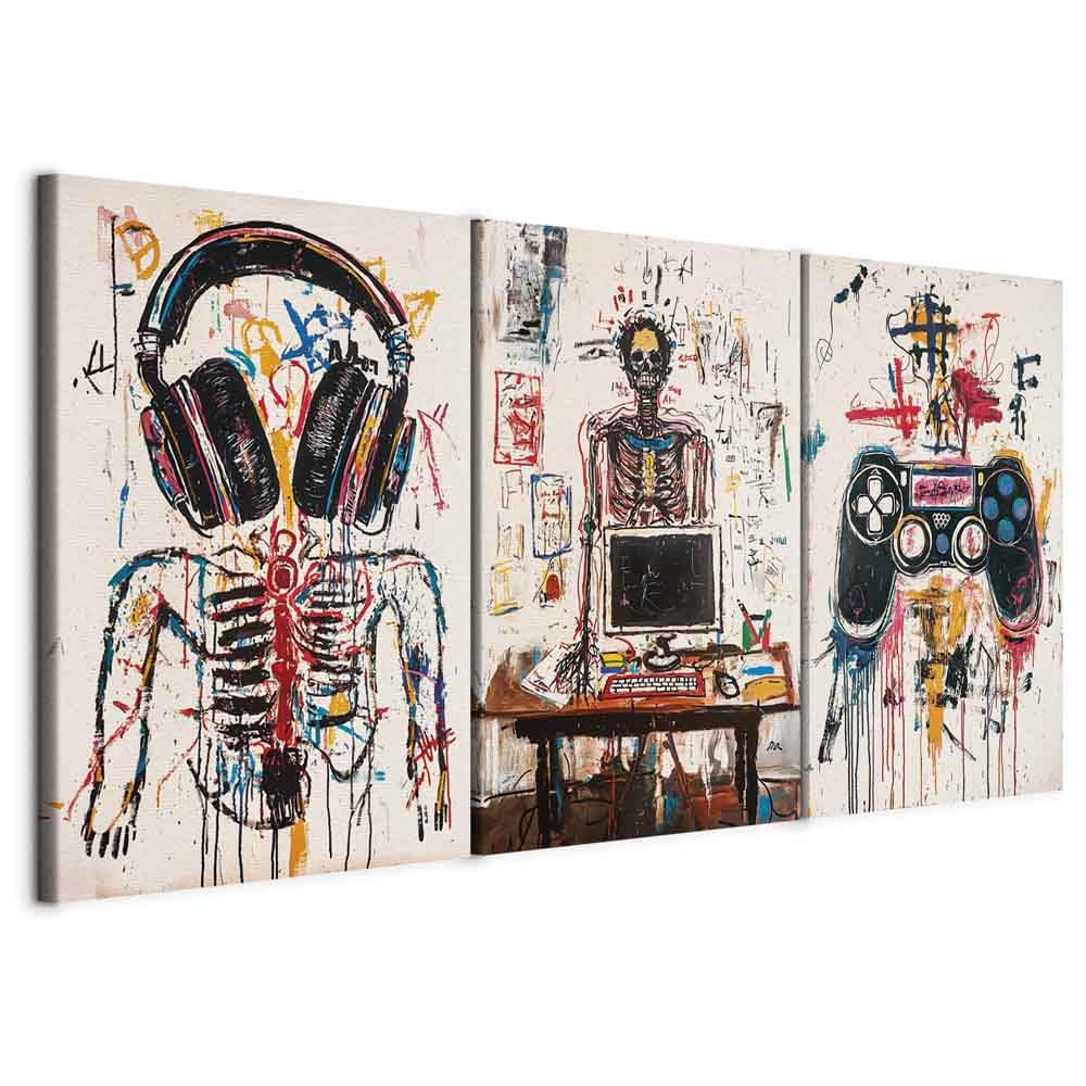murando - Ensemble de 3 Tableaux d'Art Décoratif Crâne Ordinateur 120x60 cm