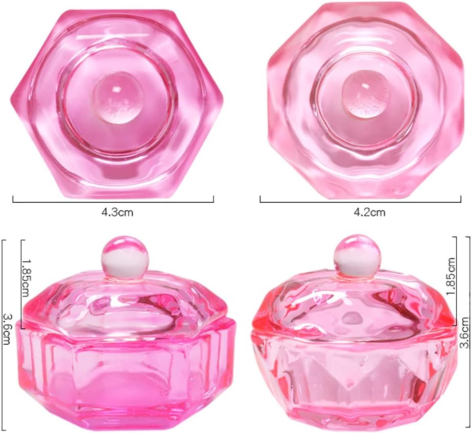 2 Pcs Nail Art Acrylic Liquid Powder Dappen Dish Cups Bowl Glassware Tools Nail Glass Dapping Cup Nail Art Tool B