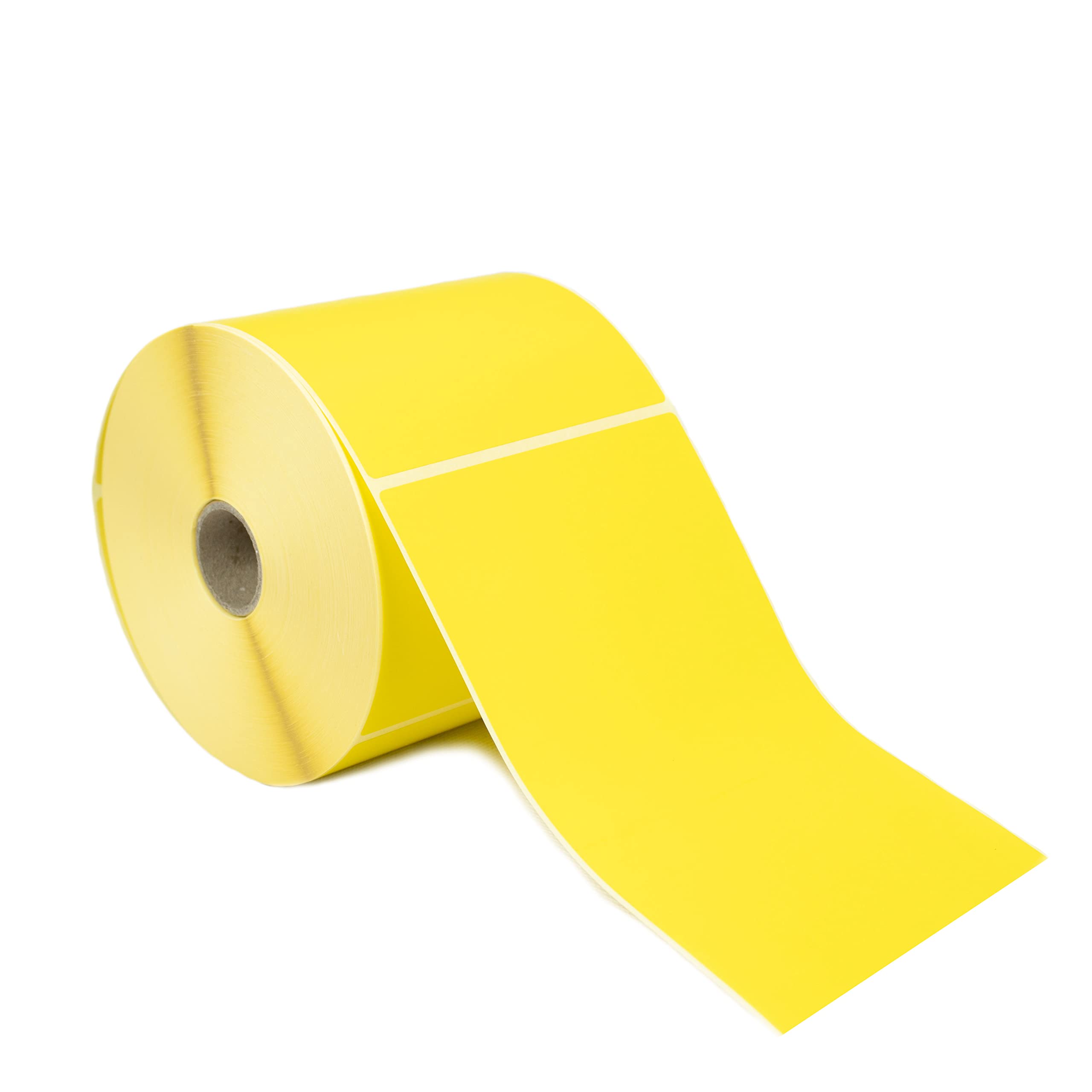 Direct Thermal Labels, Yellow, 101.6mm x 152.4mm (4" x 6"), 500 Labels per Roll, 25mm Core, Permanent Adhesive. Compatible with Most Desktop Direct Thermal Printers.