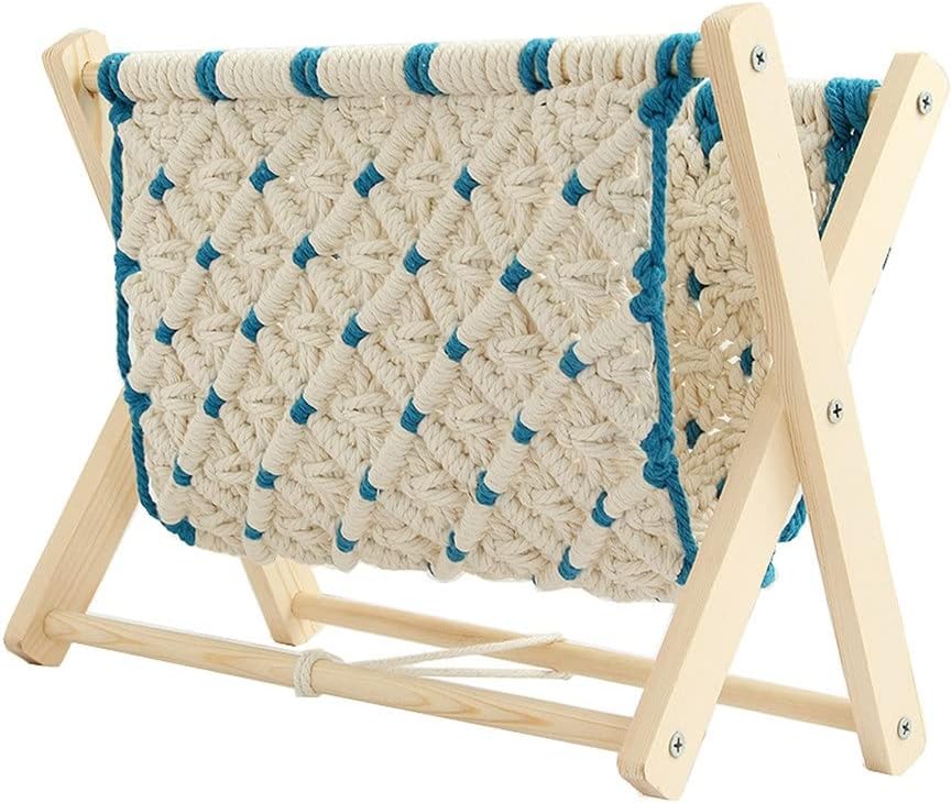 Magazine Rack Bohemian Display Album Nursery Newspapers Holder Wood Bedroom Rustic Home (Color : As Shown Size : One Size)