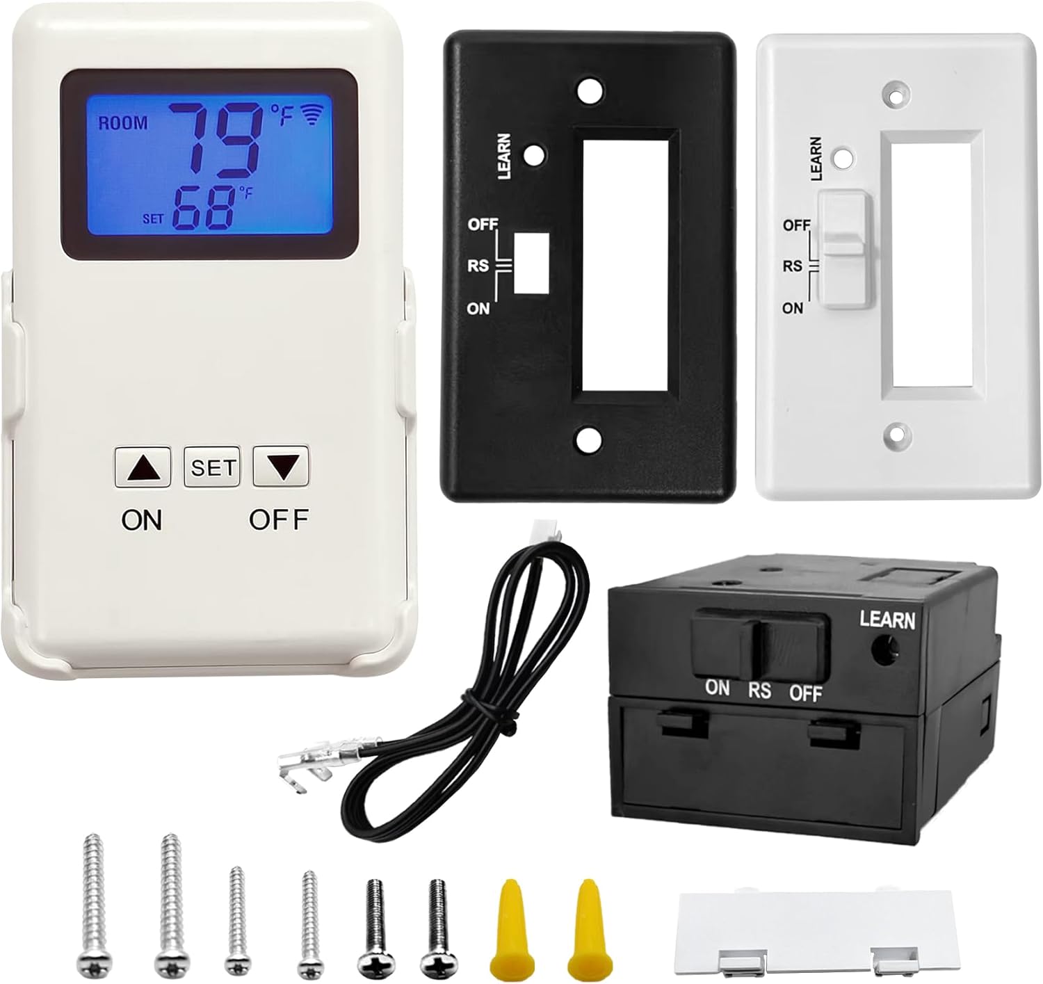 2025 Upgrade Fireplace Remote Control Kit,Compatible with Skytech, Ambient, Monessen,Majestic Millivolt Valve Fireplace Stove with Thermostatic On/Off Control Remote Receiver,LCD Display,5 Warranty