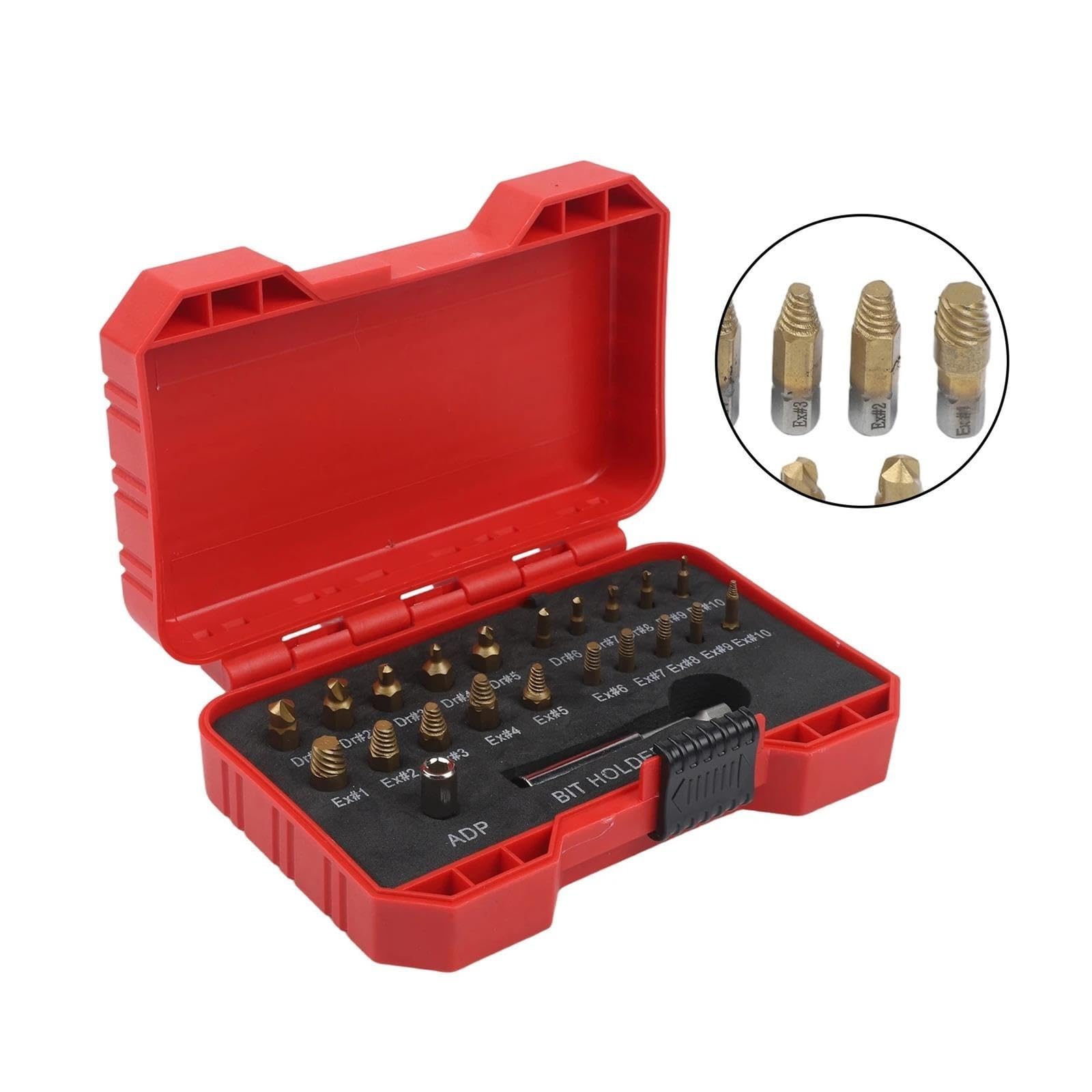 Set di estrattori for viti da 22 pezzi con supporto magnetico e adattatore for viti for legno metalliche danneggiate