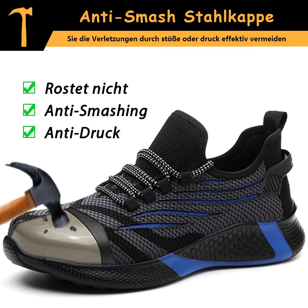 Zapatos de Seguridad para Hombre Ligeros Zapatos de Trabajo con Punta de Acero Zapatillas de Seguridad Mujer Transpirables Antideslizante