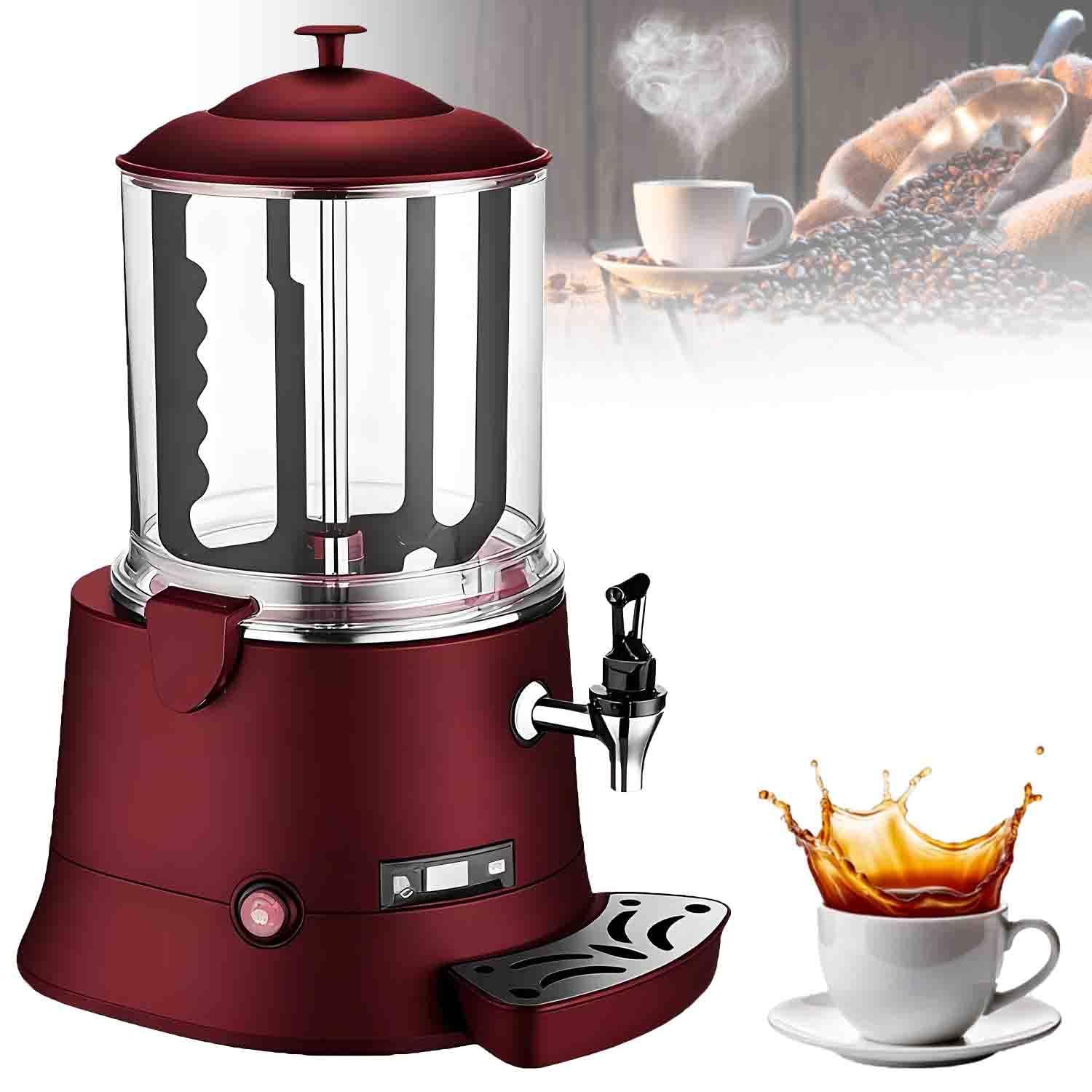 UORDBY Multifunctional Hot Chocolate Dispenser Machine, Electric Beverage Maker with Stirring Function, 30~90℃ Adjustable Temperature, Suitable for Chocolate Coffee Milk Tea Red-10L