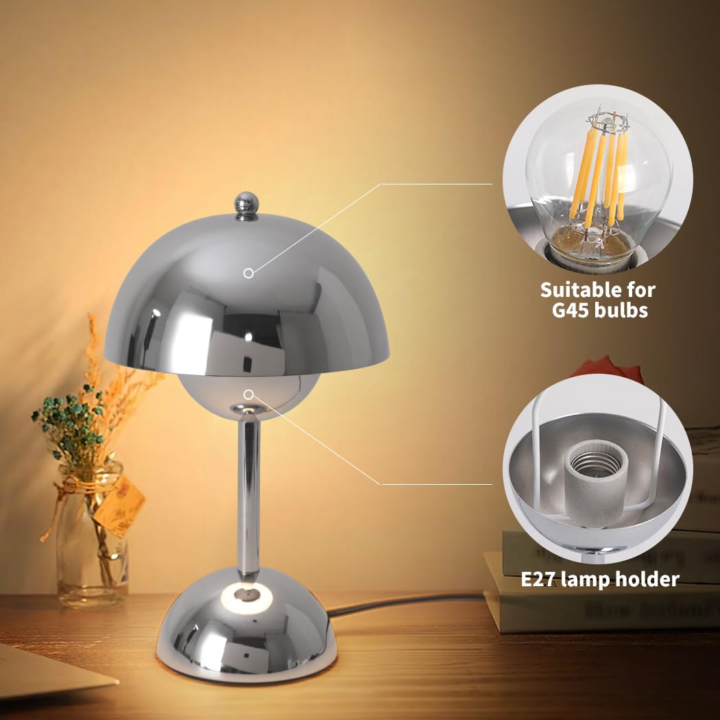 Silver Hoe Decorate Desktop Lap,3-Way Diable Ushroo Table Bedside