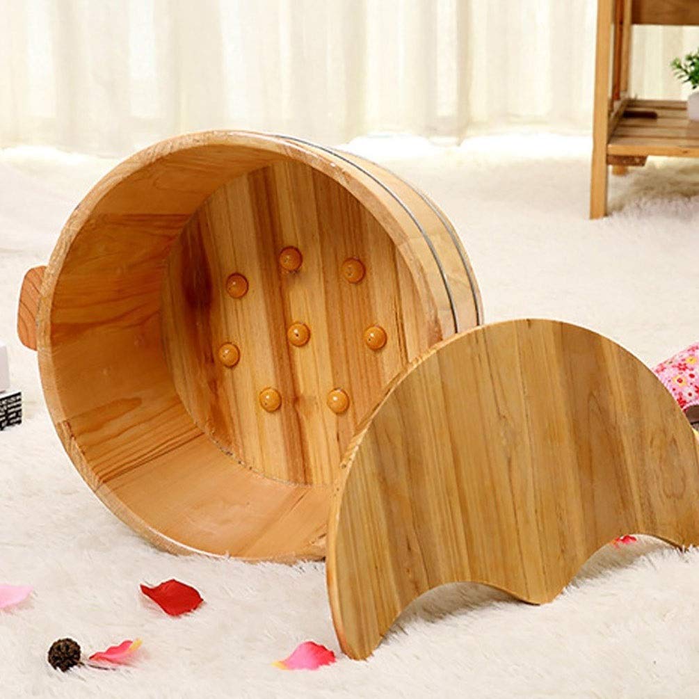 Wiadro drewniane do kąpieli drewnianej do kąpieli drewnianej do pedicure, wanna do kąpieli stóp, wanna stóp do zanurzania stóp, kubełko stóp, basen dla dorosłych super łatwy w użyciu rocznicowy