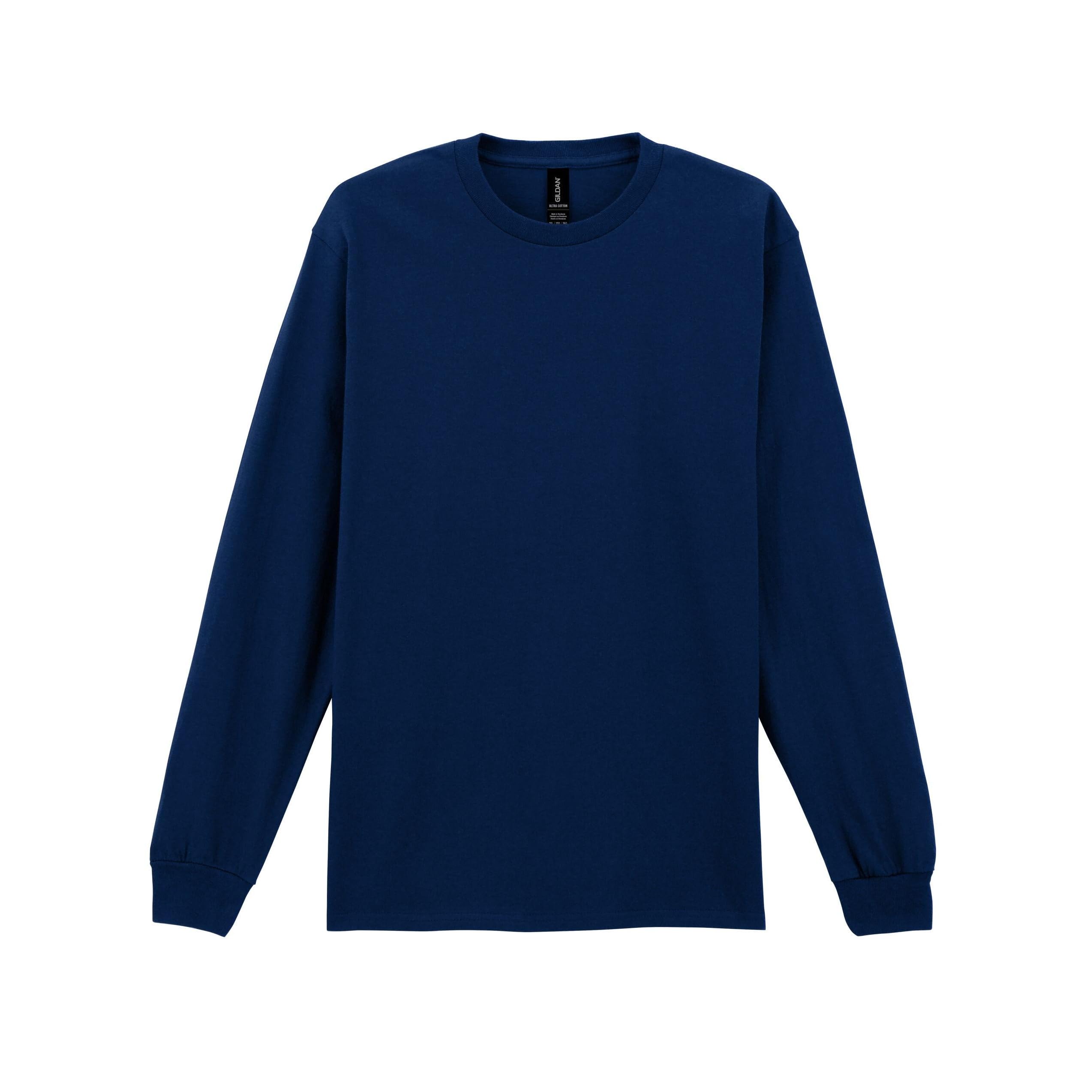 Gildan Men's Navy Unisex Adult Ultra Cotton Long-Sleeved T-Shirt (3Xl) (Navy)