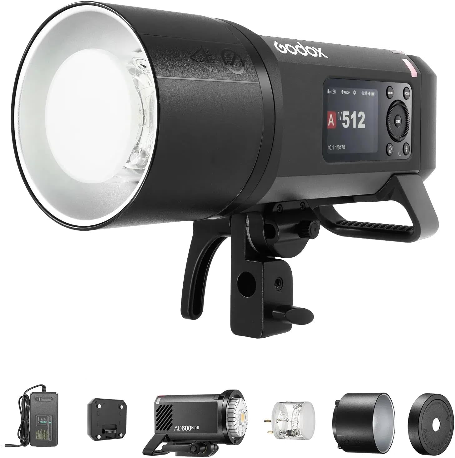 Godox AD600 Pro II Flash Strobe Extérieur 600Ws GN87 1/8000s 2,4G Sans Fil avec 40W Modéling LED, 0,01-0,9s Recyclage, Monture Bowens