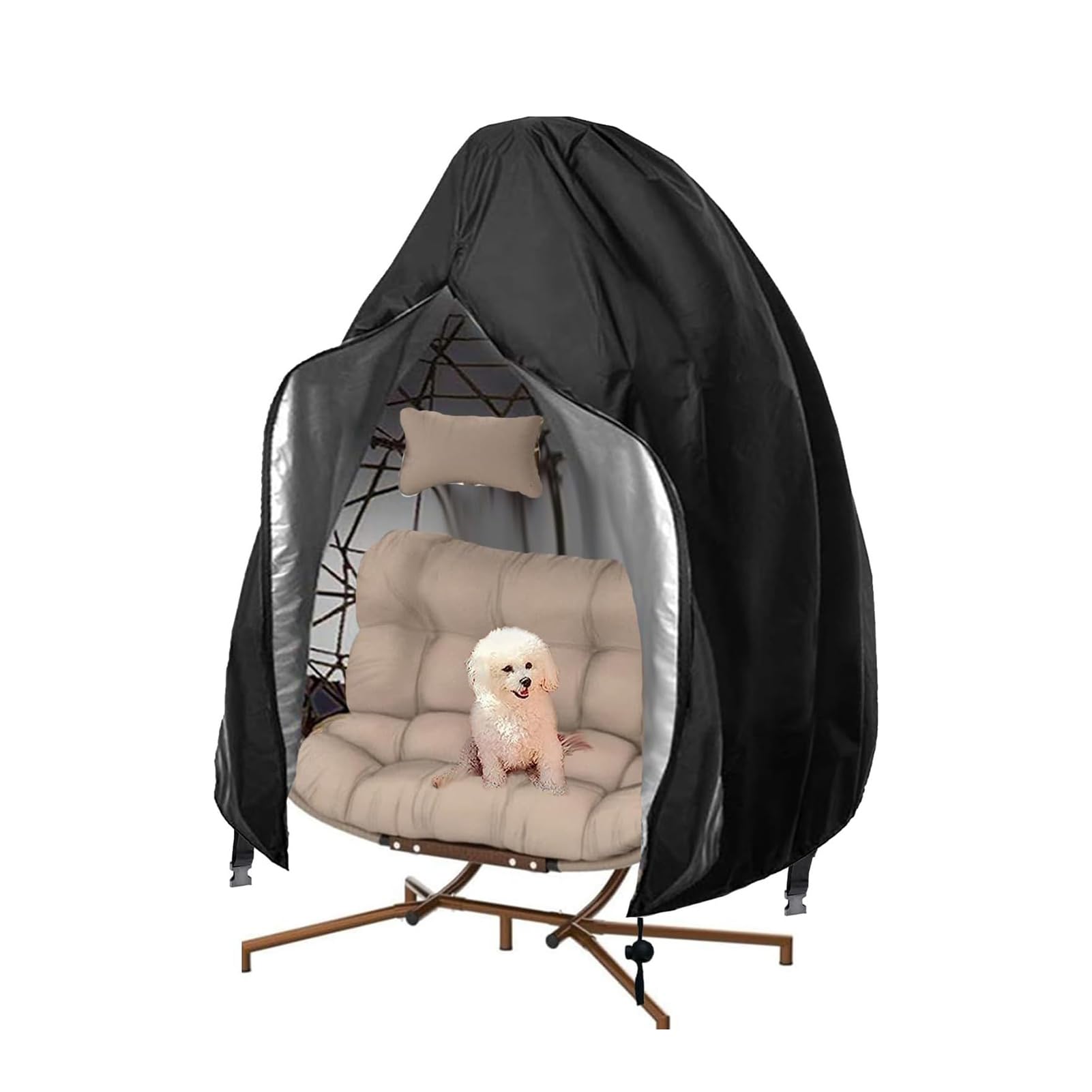 Dezypzam Black Egg Chair Cover Waterproof, Outdoor Patio Rattan Hanging Cocoon Chairs Covers, Uv-Anti & Windproof, 210D Oxford Swing Chair Cover Furniture Protector (74 X 45 Inch,)