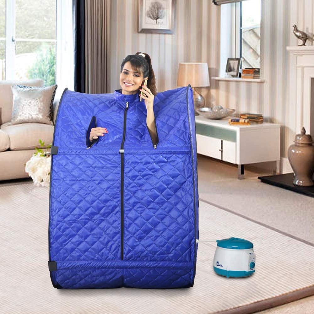 Sponsored Ad - Kawachi Portable Folding Personal Steam Bath Full Body Detox Steamlife Therapy Weight Loss, Joint Pain Relief Steam Sauna Spa Therapy Stress and Relaxation Blue