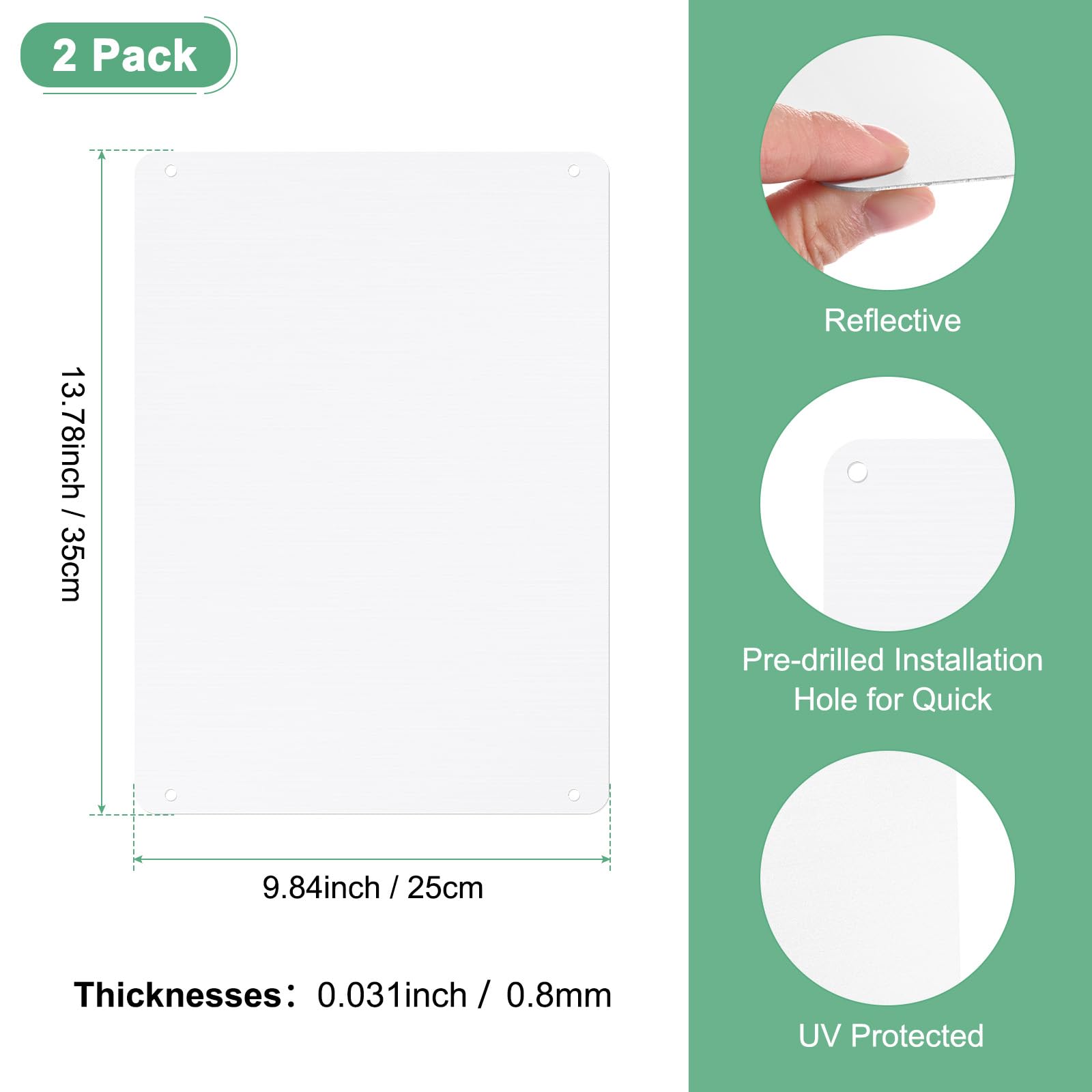 M METERXITY 2-Pack White Blank Metal Signs 10x14 Inch Aluminum Reflective UV Protected Blank Custom Sign for Crafts/Yard/Garden/Outdoors/Indoor Thick 0.03 Inch - Image 3