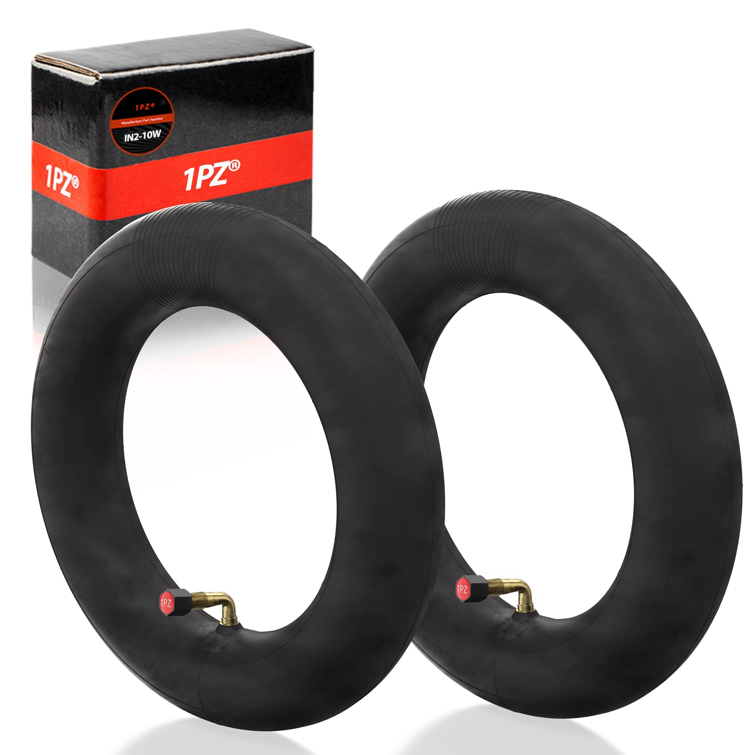 1PZ IN2-10W Heavy Duty 10x2.50 Butyl Inner Tube with 90° Bent Valve Stem, 10 Inch Smart Self Balancing Electric Scooter Tire Tube for 36v 48v 400w 500w 800w Hub Motor