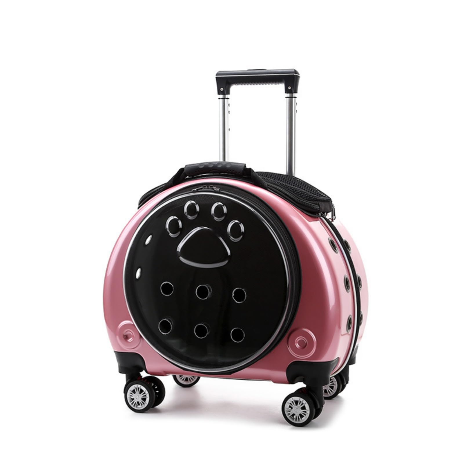 Colcolo Haustier Transportbox Rollkoffer Tragetasche Trolley Koffer aus Formstabiler Polypropylen Hartschale mit Ausziehbarem Zuggriff Und Topgriff mit, Rosa