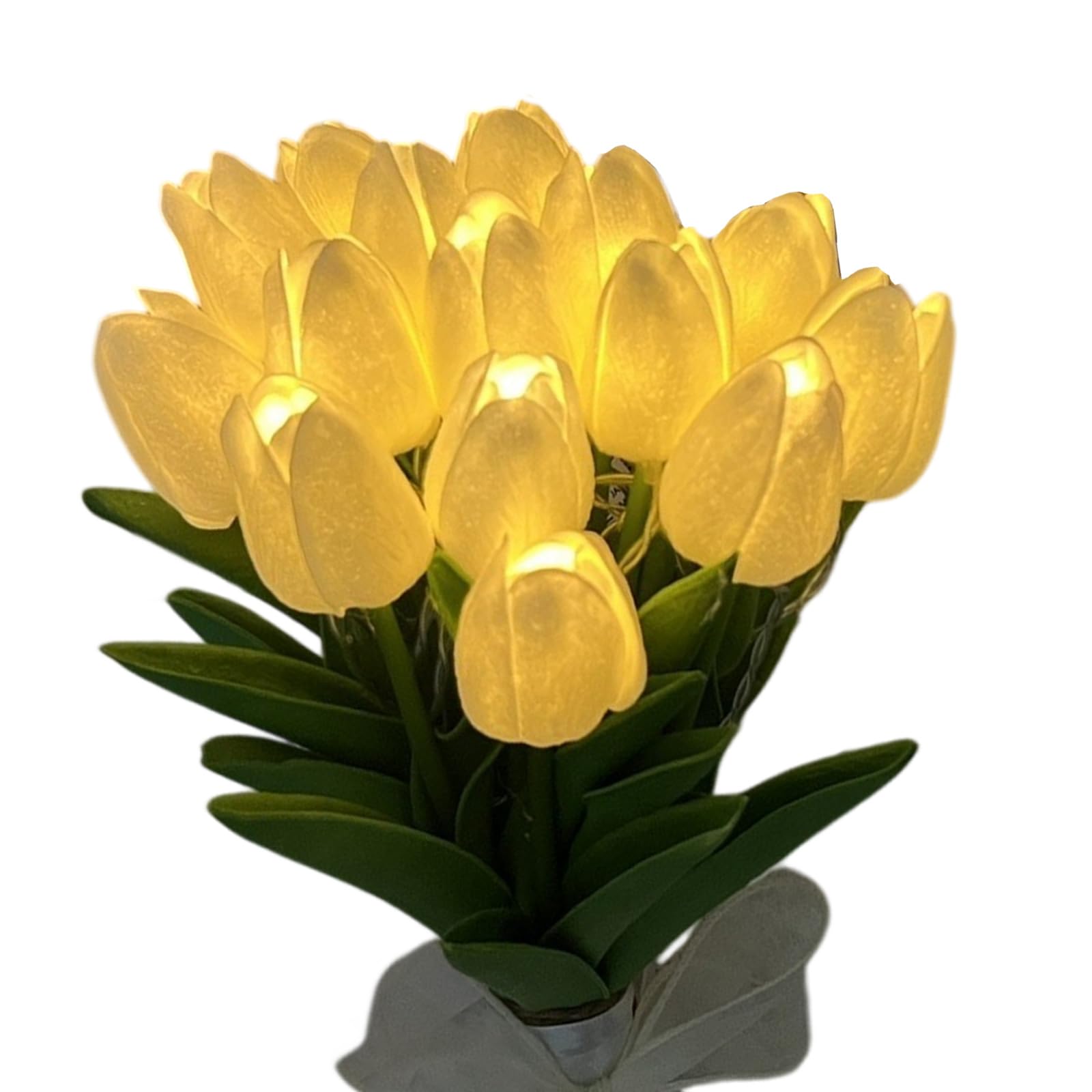 Maxtonser Pack Of 15 LED Tulips Lights With Bendable Stems Battery Power Dimmable Blossomy Night Lamps For Romance Home Decors