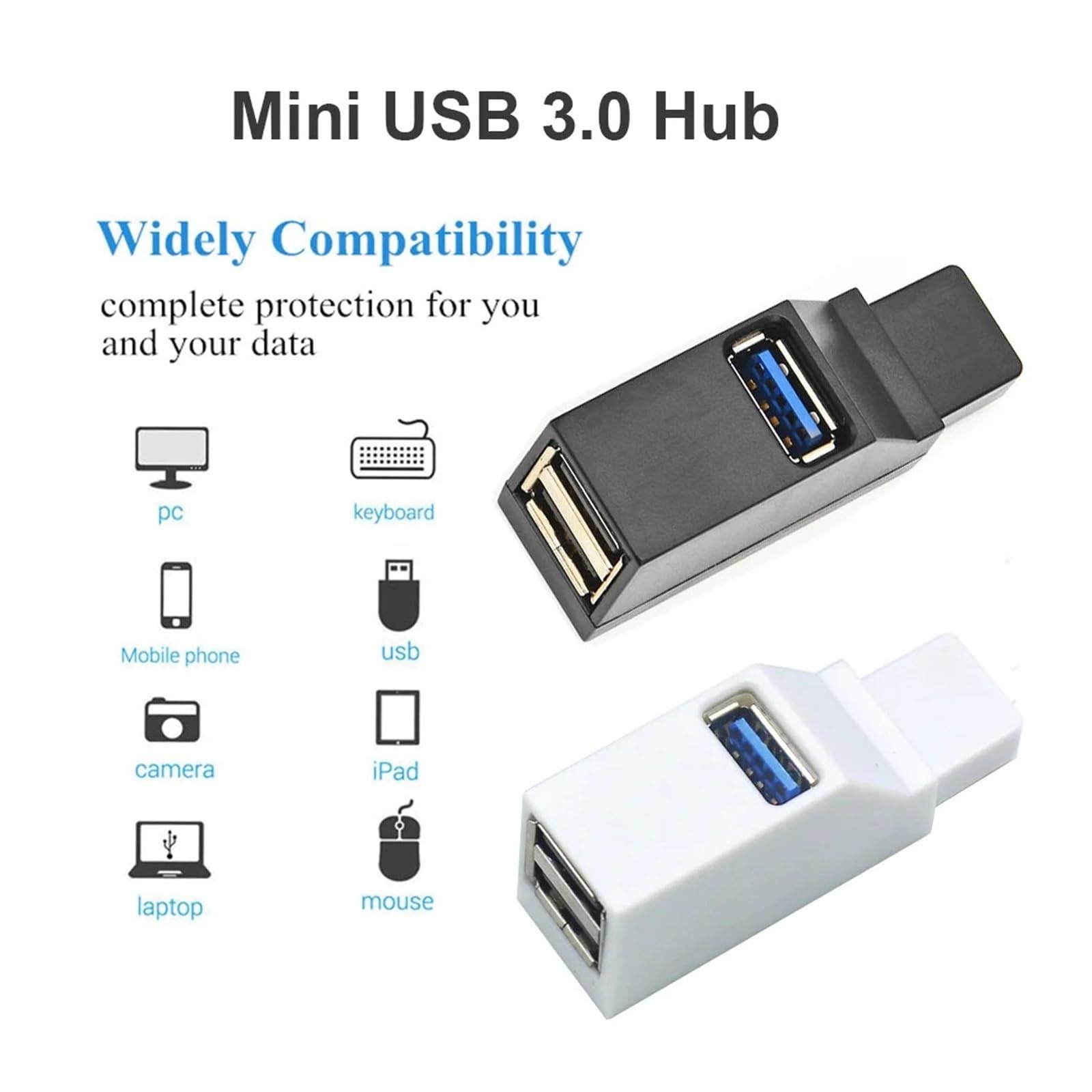 Adattatore hub USB a 3 porte ad alta velocità per PC (nero USB 2.0)