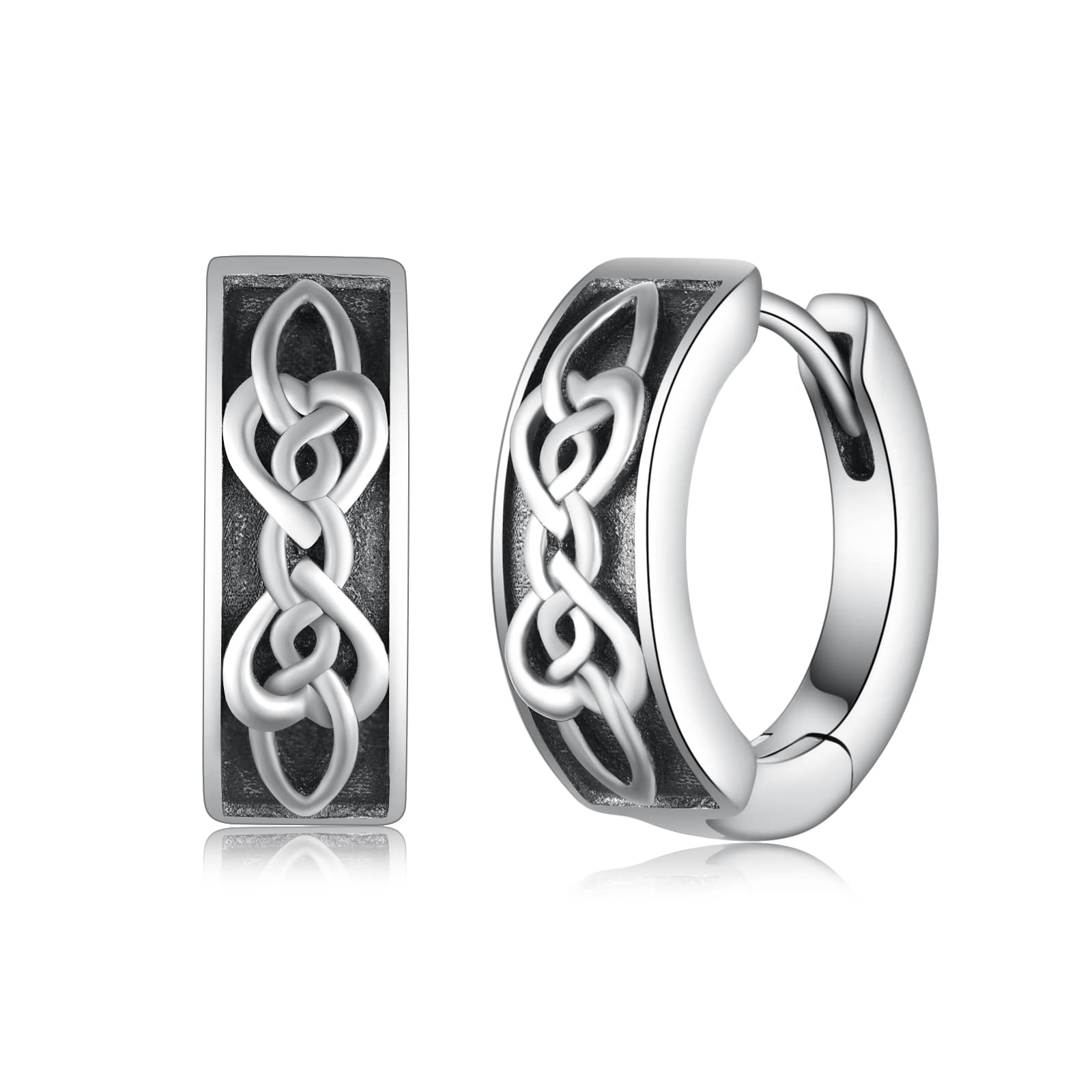 Viking Earrings Men 925 Sterling Silver Viking Hoop Earrings Norse Viking Earring Jewelry Gifts for Men