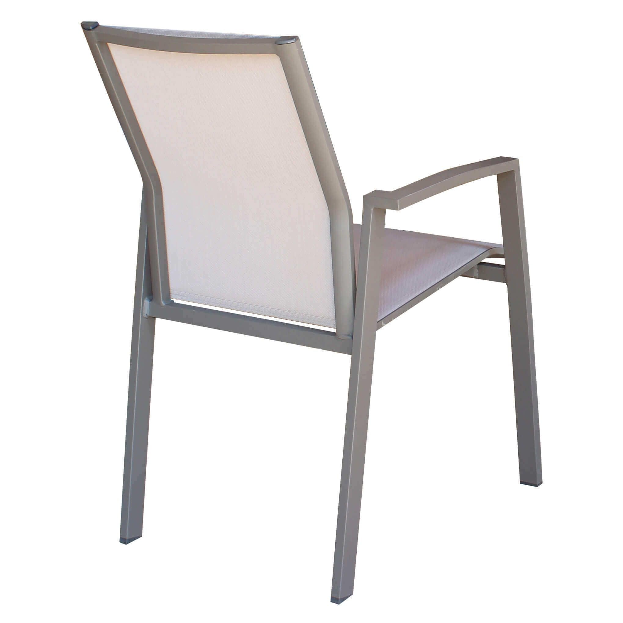 milani home - poltrona da giardino, alluminio e textilene, impilabile, taupe, linea Lotus