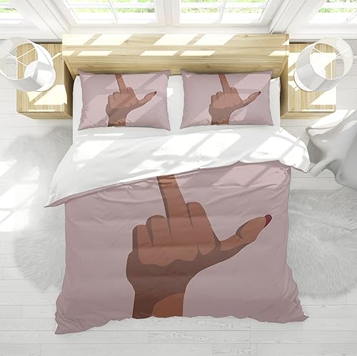 SAISEMIHOME 3-Piece Duvet Cover Soft, Comfortable and Breathable Bedding Set, Zipper Closure, Love Your Gesture, Simple Style, Double Size