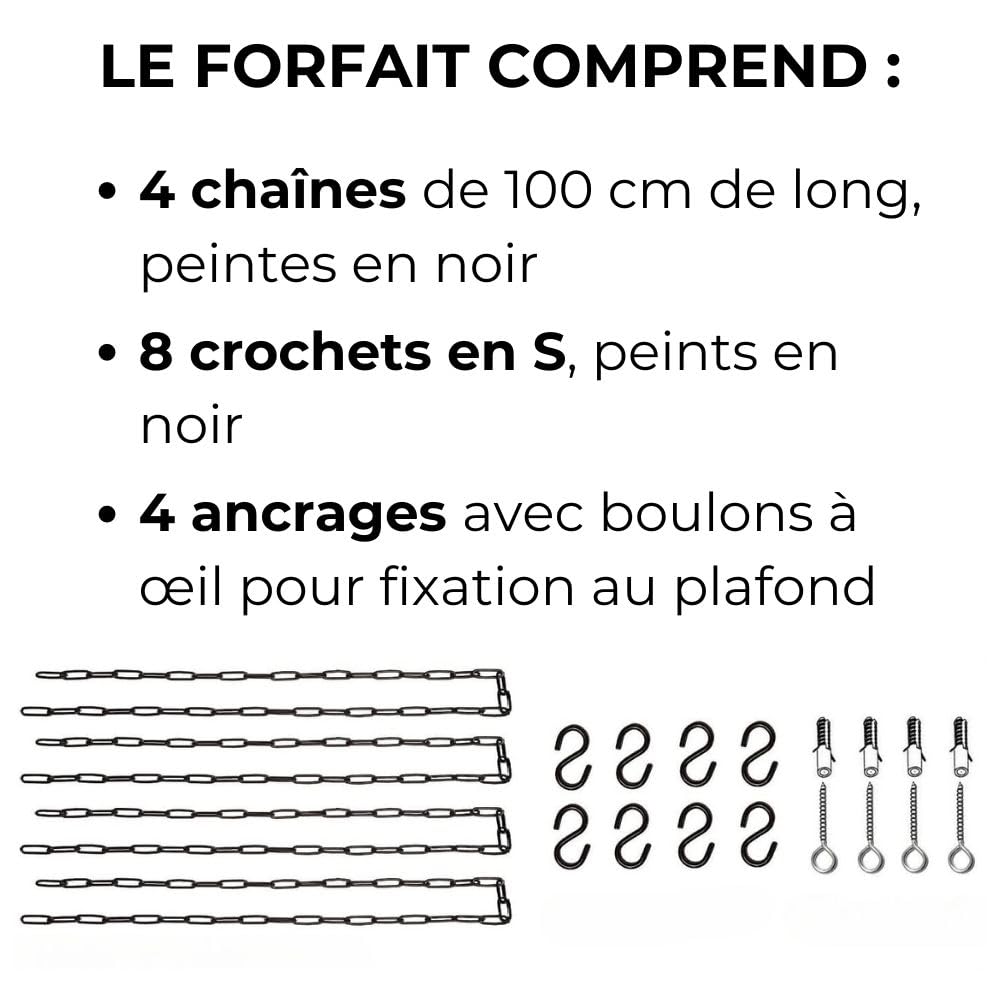 YELLOO - Etagere de Plafond Suspendue avec Chaînes, Idéale Porte-Fleurs, Plantes d'Intérieur, Design Classique et élégant pour Maison, Jardin, Balcon (FLOWERS 95 cm, Marron/Noix)