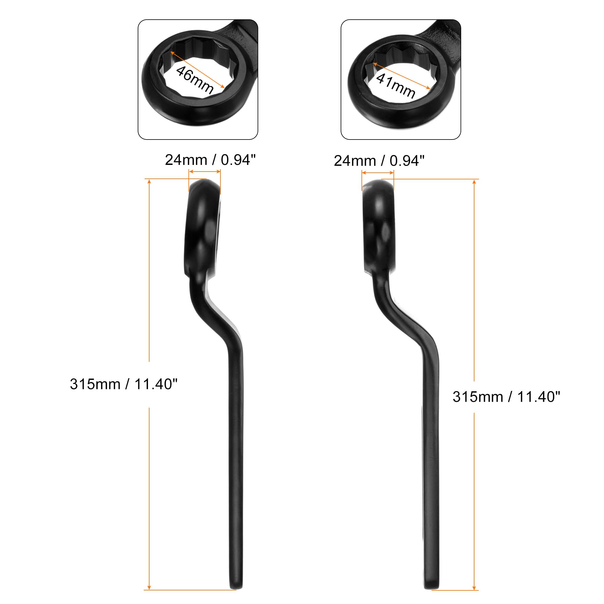 uxcell 2Pcs Offset Box End Ring Type Wrench 46mm 41mm High-carbon Steel Slogging Wrench