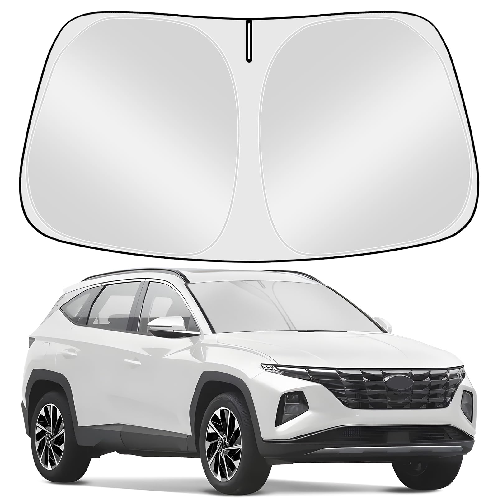 Front Windshield Sun Shade Custom Fit for 2022-2025 Hyu-ndai Tucson, Block UV Rays Foldable Sunshade Sun Visor Accessories