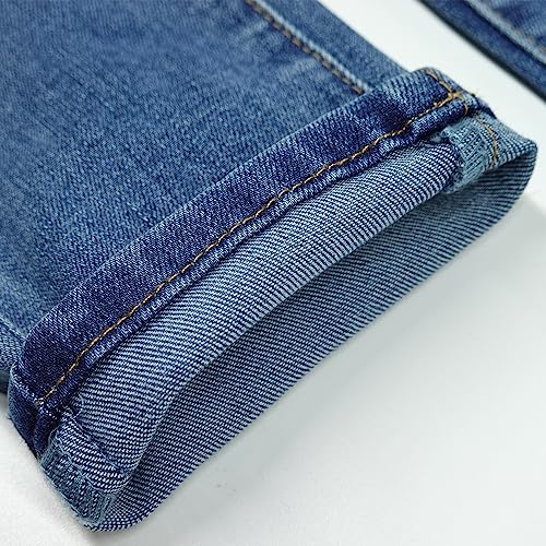 KIDSCOOL SPACE Baby Little Big Girls Jeans,Elastic Waistband Inside High Strecth Soft Simple Desgin Denim Pants4