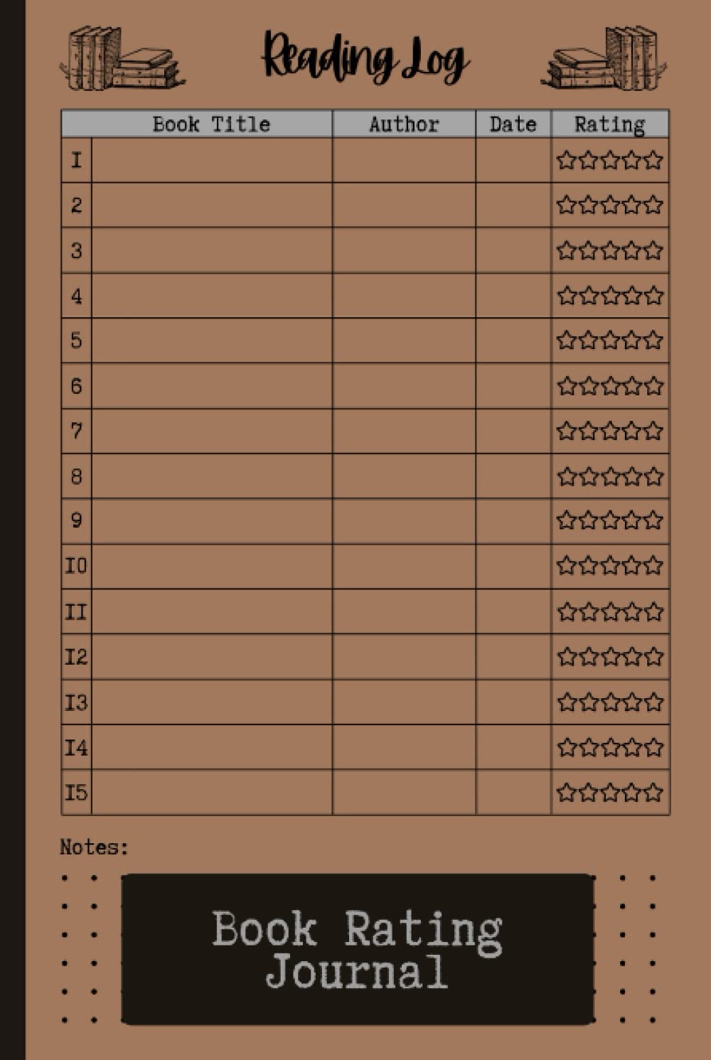 Book Rating Journal: Reading Log and Book Tracker