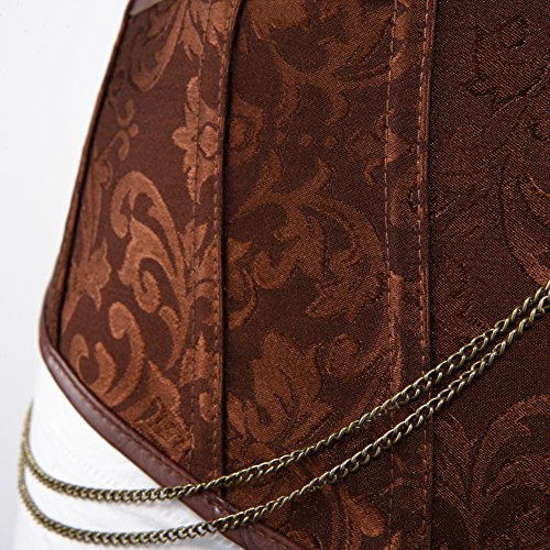 Grebrafan Brown Leather Steampunk Corset Bustier Plus Size3