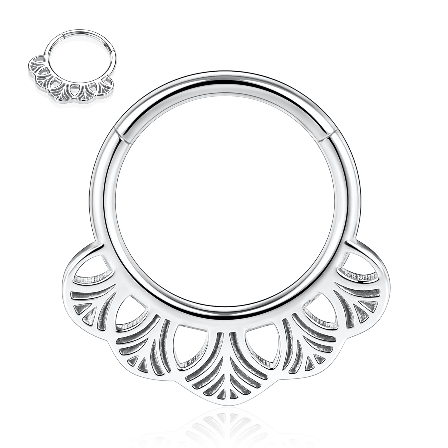 hengkaixuan Unique Animal Shape Septum Nose Ring Septum Jewellery 16G Daith Earrings Surgical Steel Nose Hoop Septum Clicker Conch Piercing Jewellery Rook Helix Tragus Cartilage Lobe Hoop Earring — view 27
