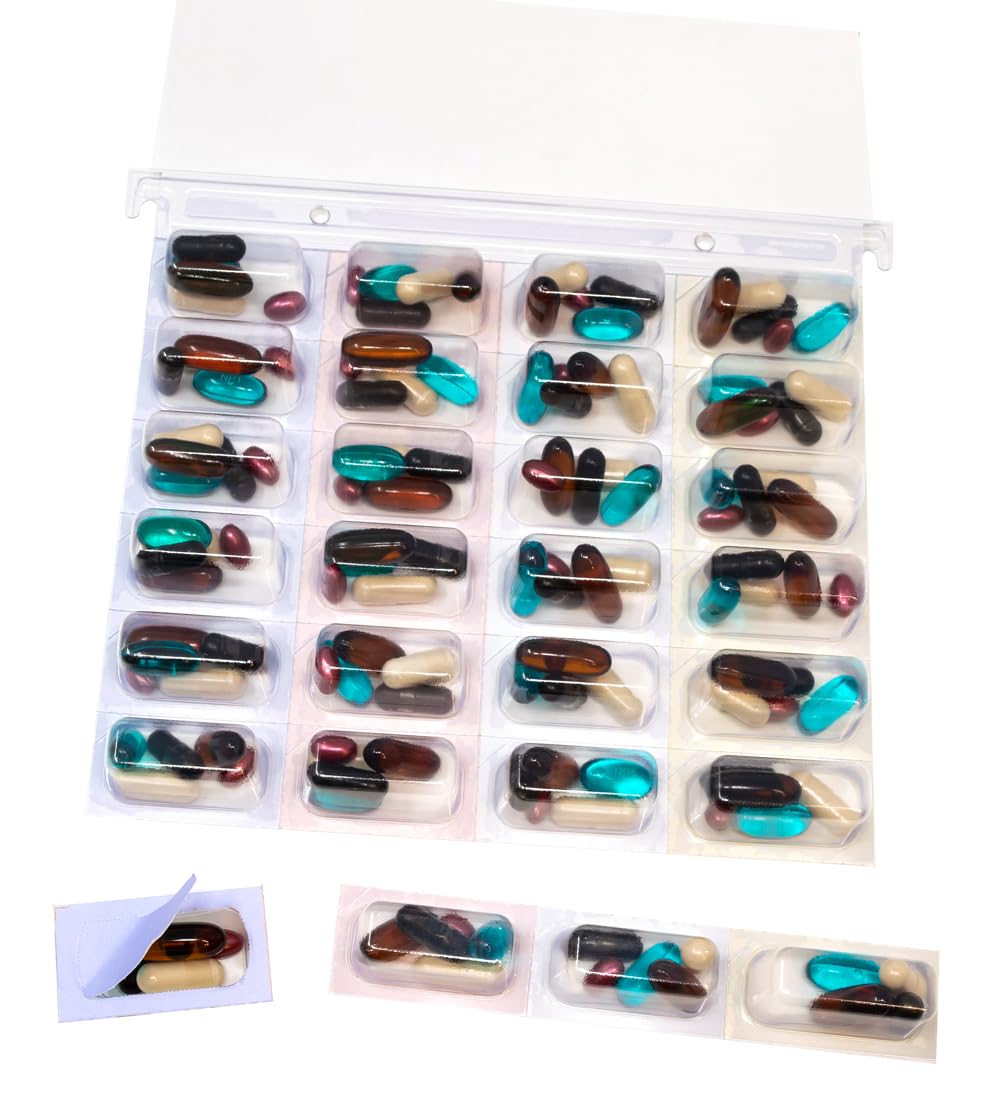 Medi-Aid 1 Dose Management, Cold Seal Medication Blister Cards, Perforated Blisters for 1 Perforation (6 Pack -XXL) 12 Pack