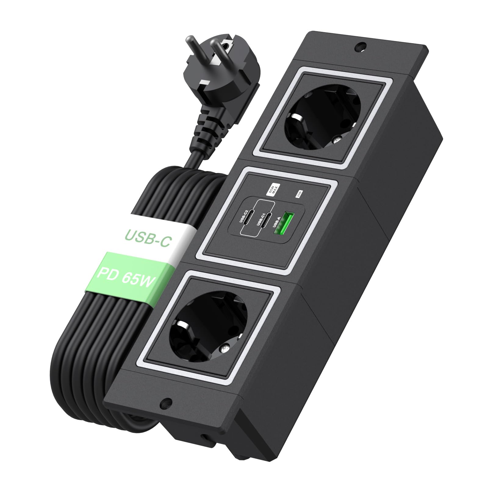 Ciabatta elettrica da incasso con PD 65 W USB C