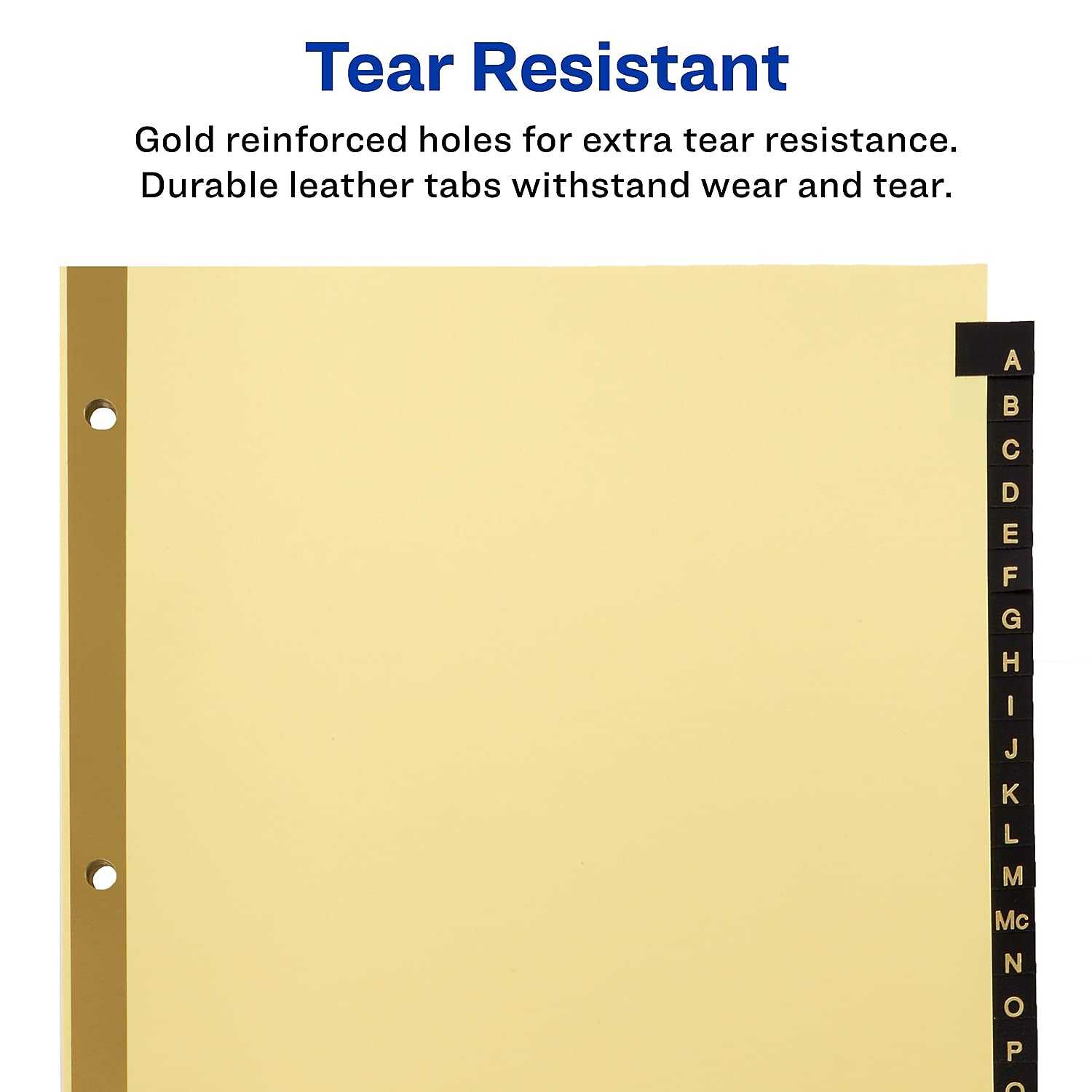 Avery 11350 Black Lthr Tab Dividers,3-HP, A-Z, 8-1/2-Inch x11-Inch, 26 Tabs, Buff - Image 4