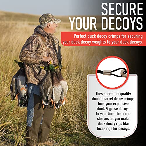 Duck Decoy Crimps, Texas Rig Decoy Line Crimps, PVC Decoy Cord Crimps, Duck Decoy Weights Crimps, Duck Decoy Strings, Texas Rigs for Duck Decoy Anchors, Decoy Rigging Crimps
