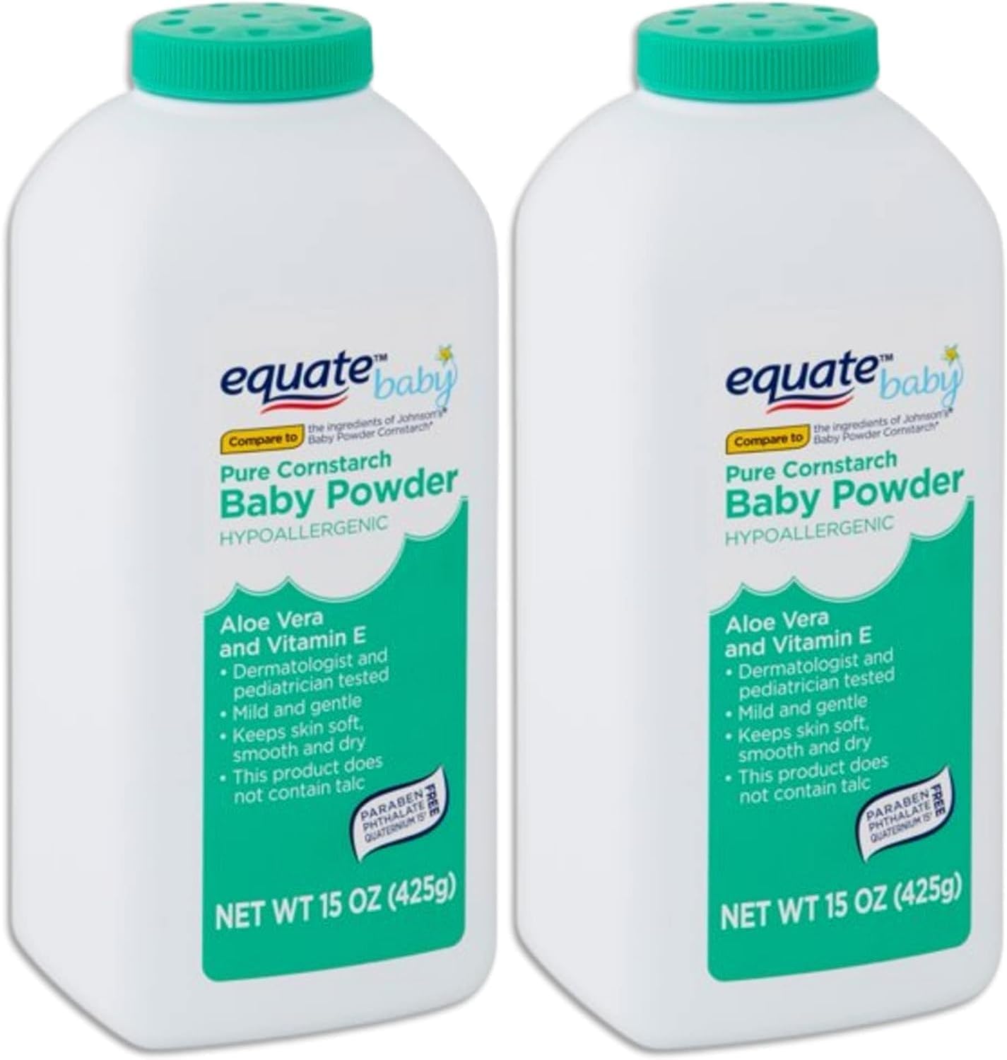 Pure Cornstarch Baby Powder Aloe and Vitamin E (2 Pack - 15oz)