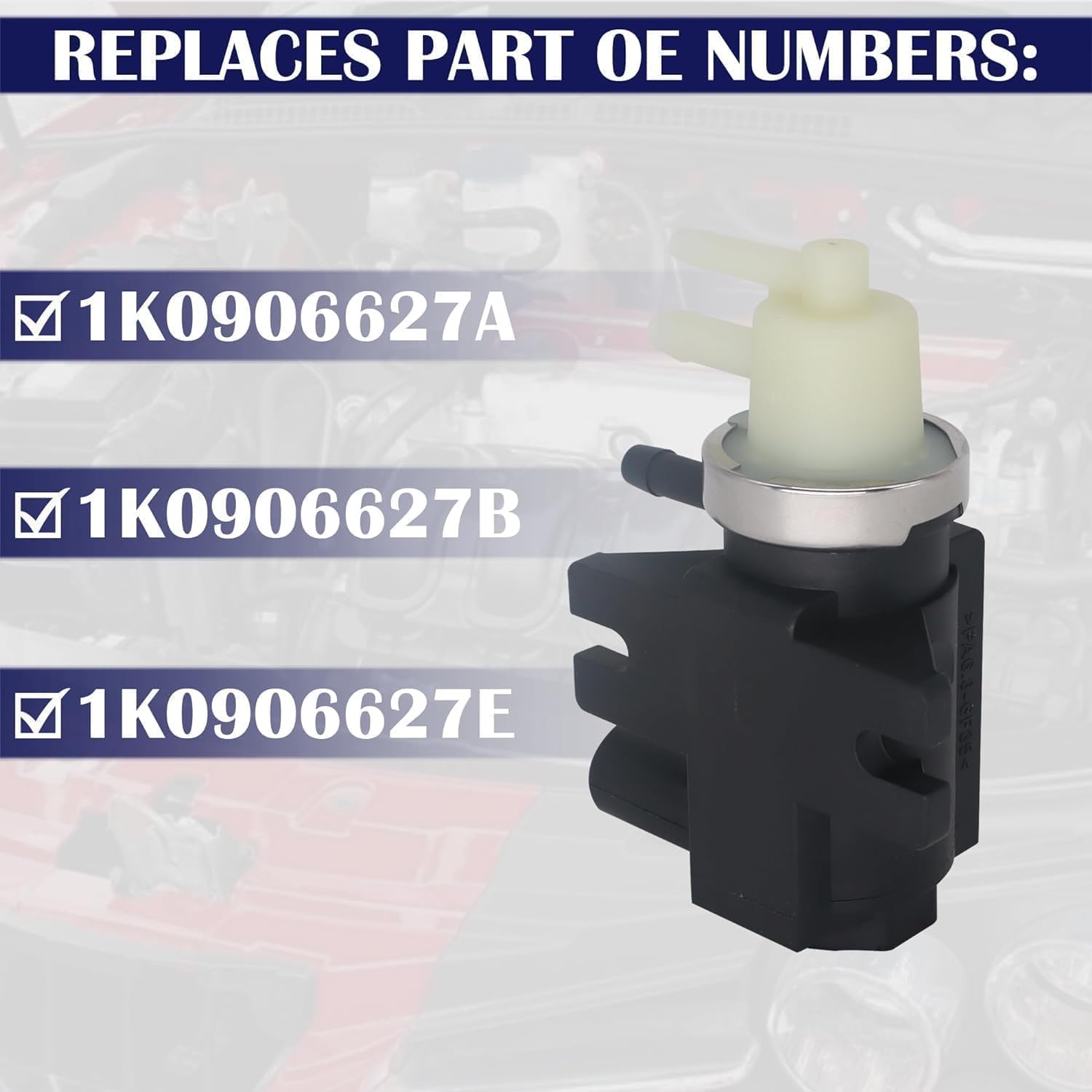 Valvola di pressione del solenoide turbo, turbocompressore per auto compatibile con A3 A4 TT Alhambra I 7V8 7V9 Fabia II 542 Golf VI 5K1 sostituzione per 1K0906627A 1K0906627G