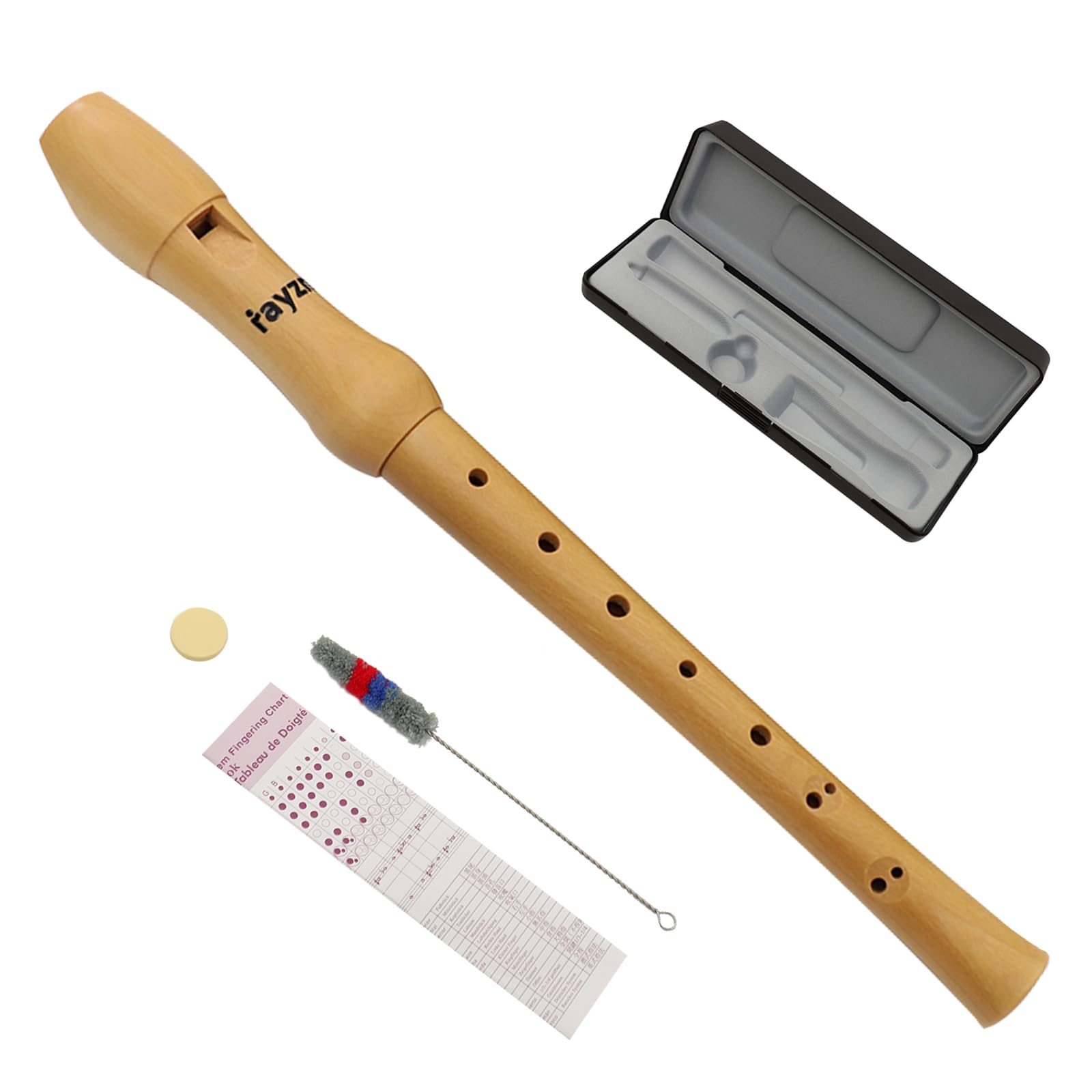 rayzm Sopranblockflöte Holz, Blockflöte aus Massivem Ahornholz, Barocke Griffweise, C-Stimmung, 8 Löcher, 2-teilig, Abnehmbare Holzblockflöte für Anfänger, Schüler und Musikunterricht