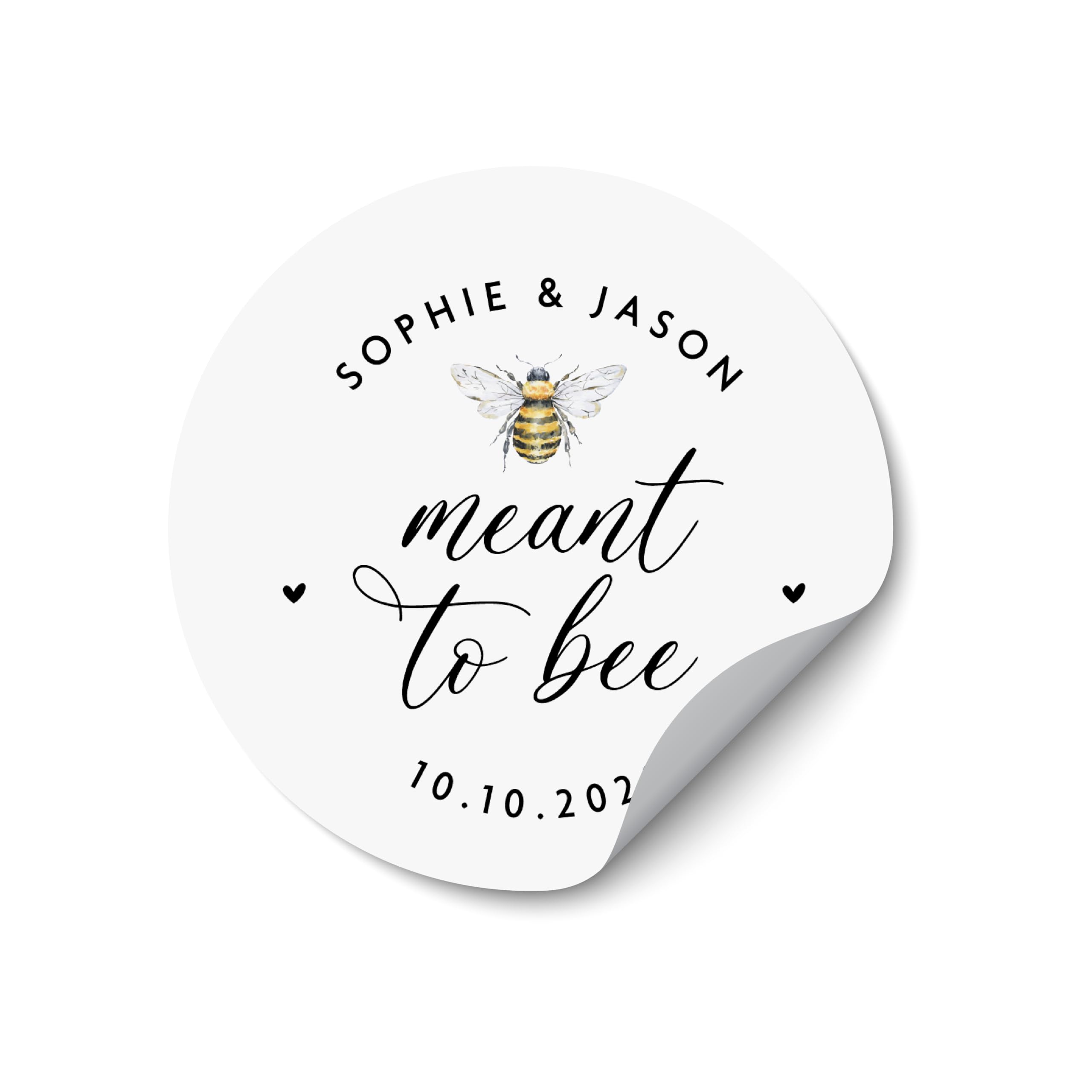 Personalised Meant to Bee Honey Wedding Stickers, Custom Name Honey Jar Labels, Clear Mini Favour Seals for Weddings, Gifts and Party Bags, WC18