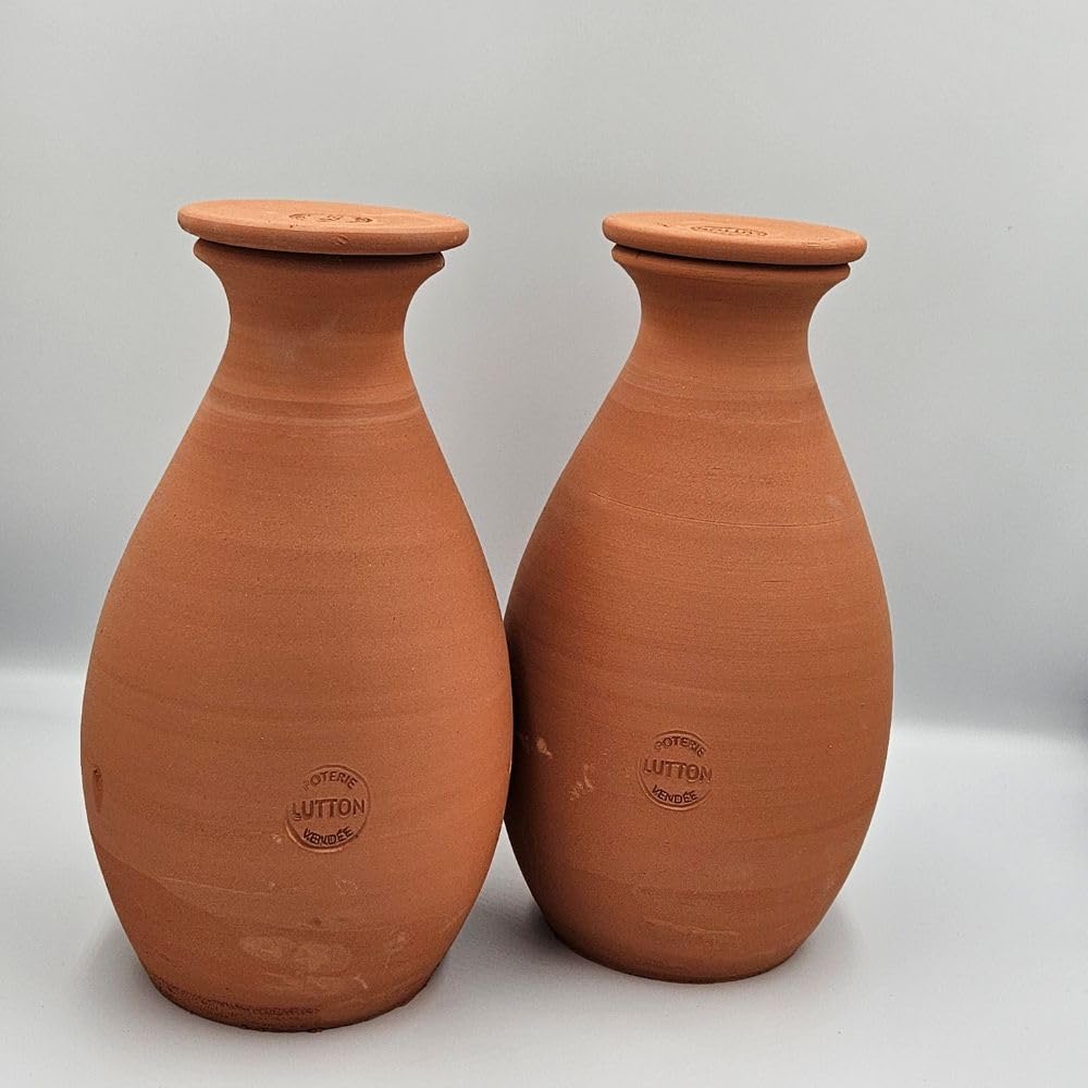 Ollas Lutton Olla Terre Cuite à Enterrer 1.5L | Lot de 2 Oyas | Arrosage Autonome pour Plantes d'Extérieur Ecologique & Economique | Système d'Irrigation Naturel | Autonomie 4 Jours | OYA Terracotta