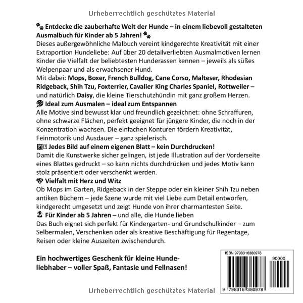 Mein liebstes Hunde-Malbuch für kleine Entdecker ab 5 Jahren mit 50 faszinierenden Ausmalbildern
